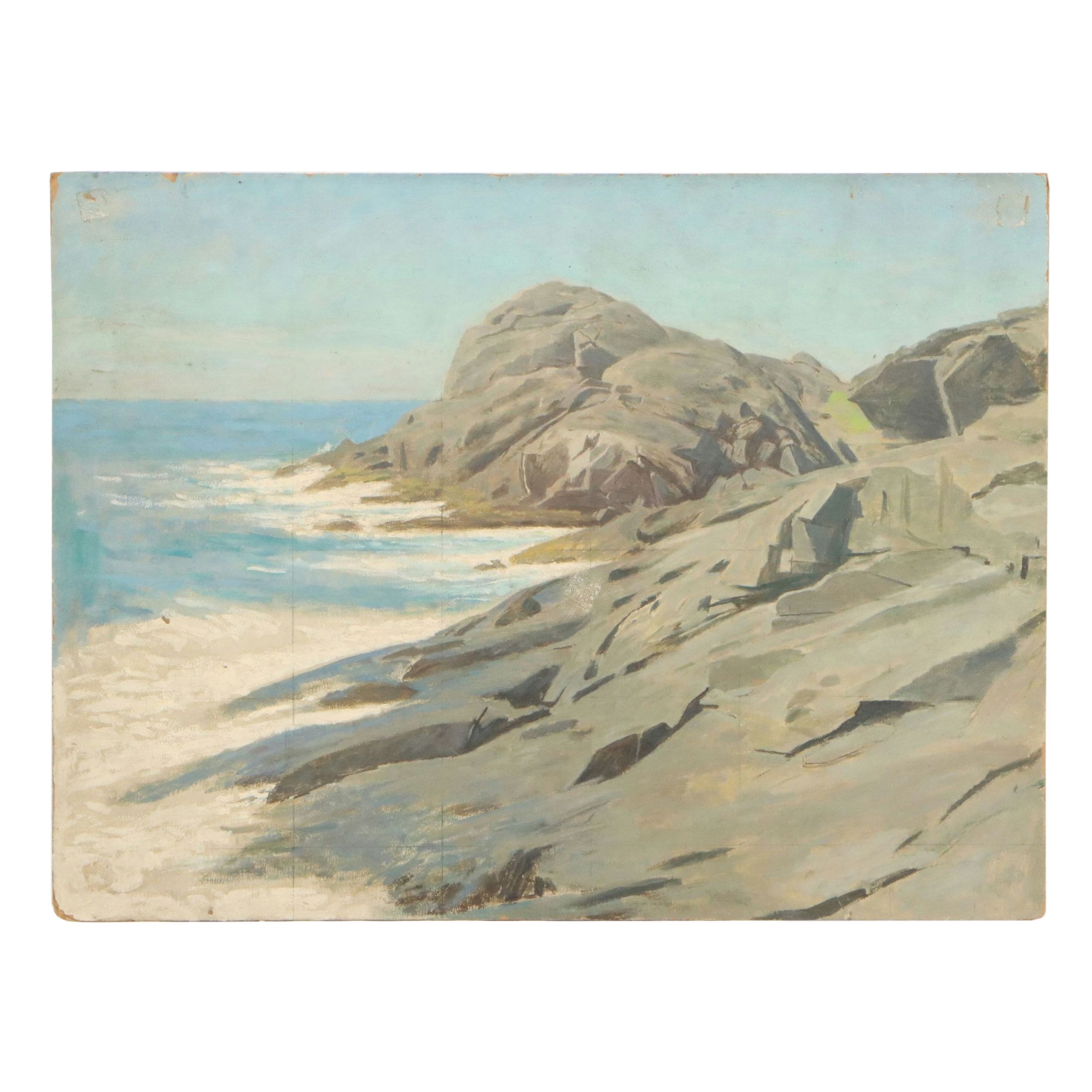 James Longacre Wood Rocky Seascape Oil Paintings, Circa 1920