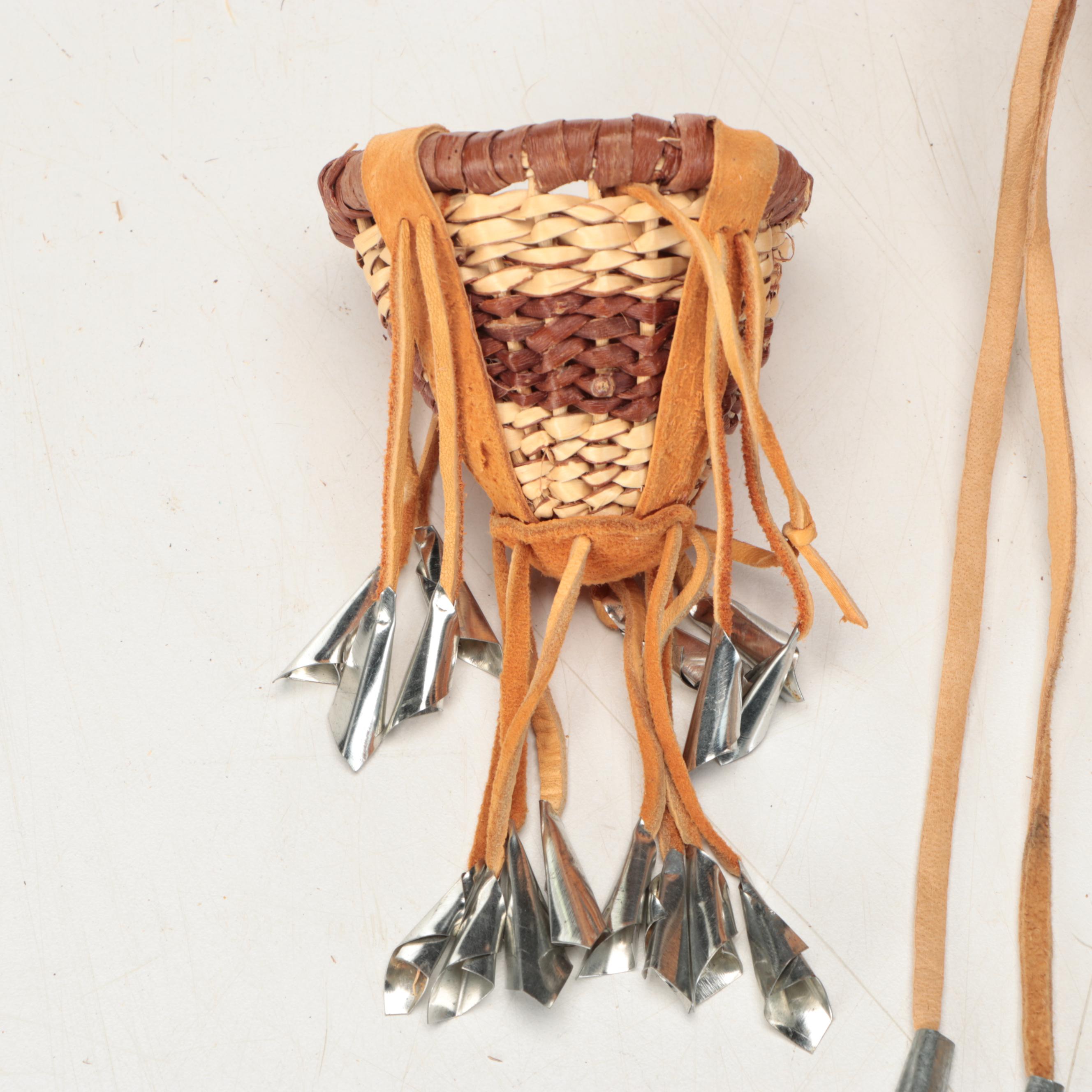 Velveeta Velaride and Other Apache Willow and Buckskin Miniature Burden Baskets