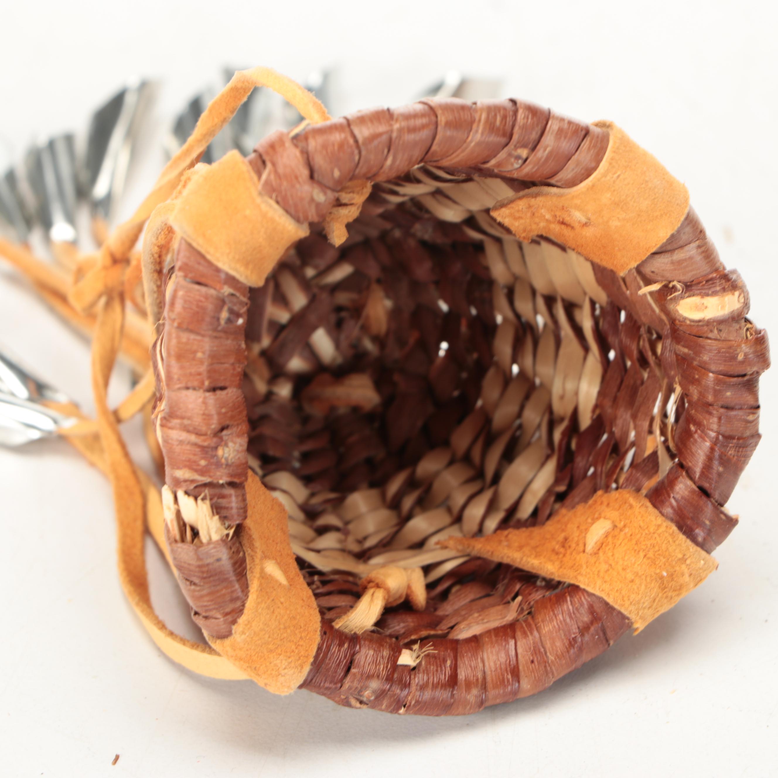 Velveeta Velaride and Other Apache Willow and Buckskin Miniature Burden Baskets