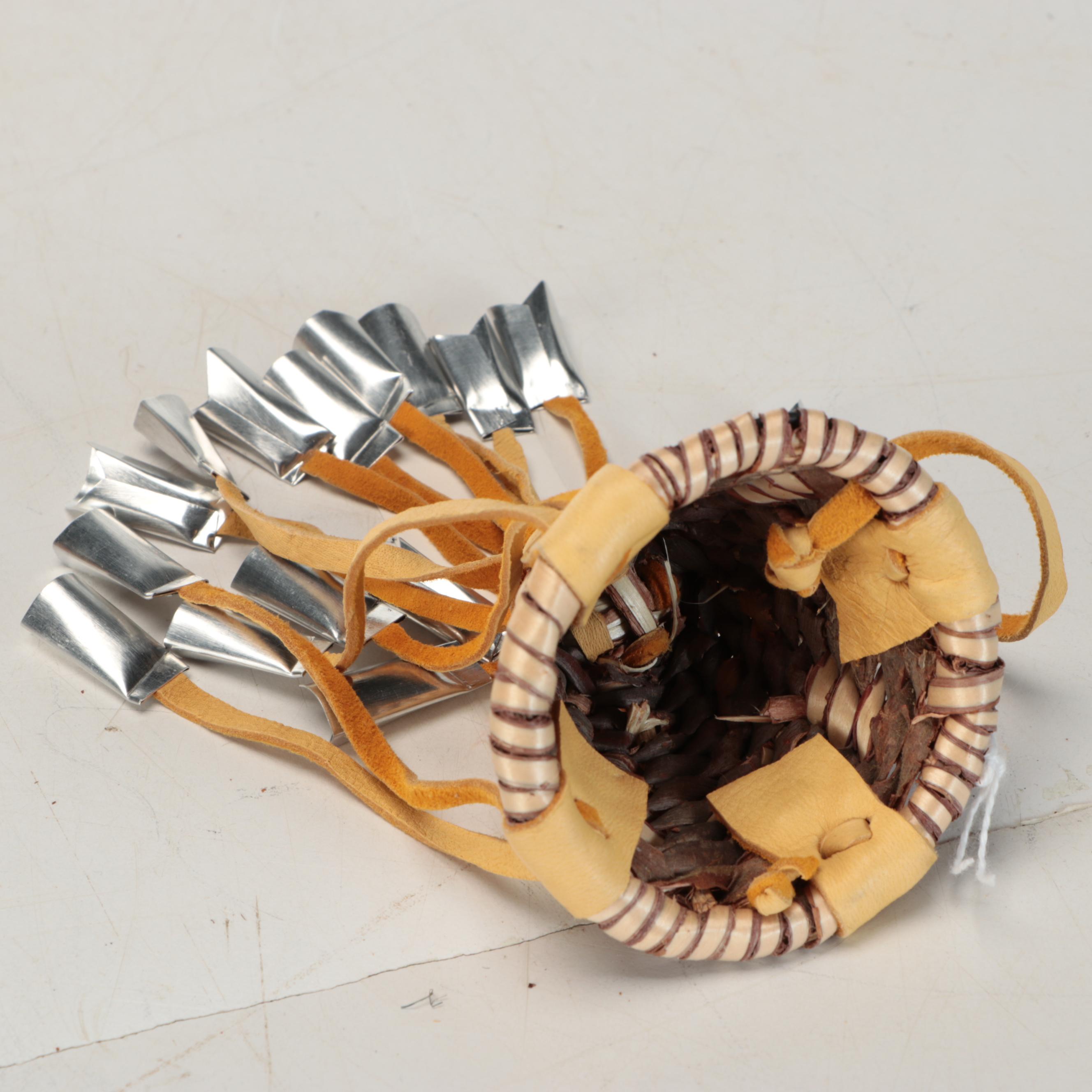 Velveeta Velaride and Other Apache Willow and Buckskin Miniature Burden Baskets