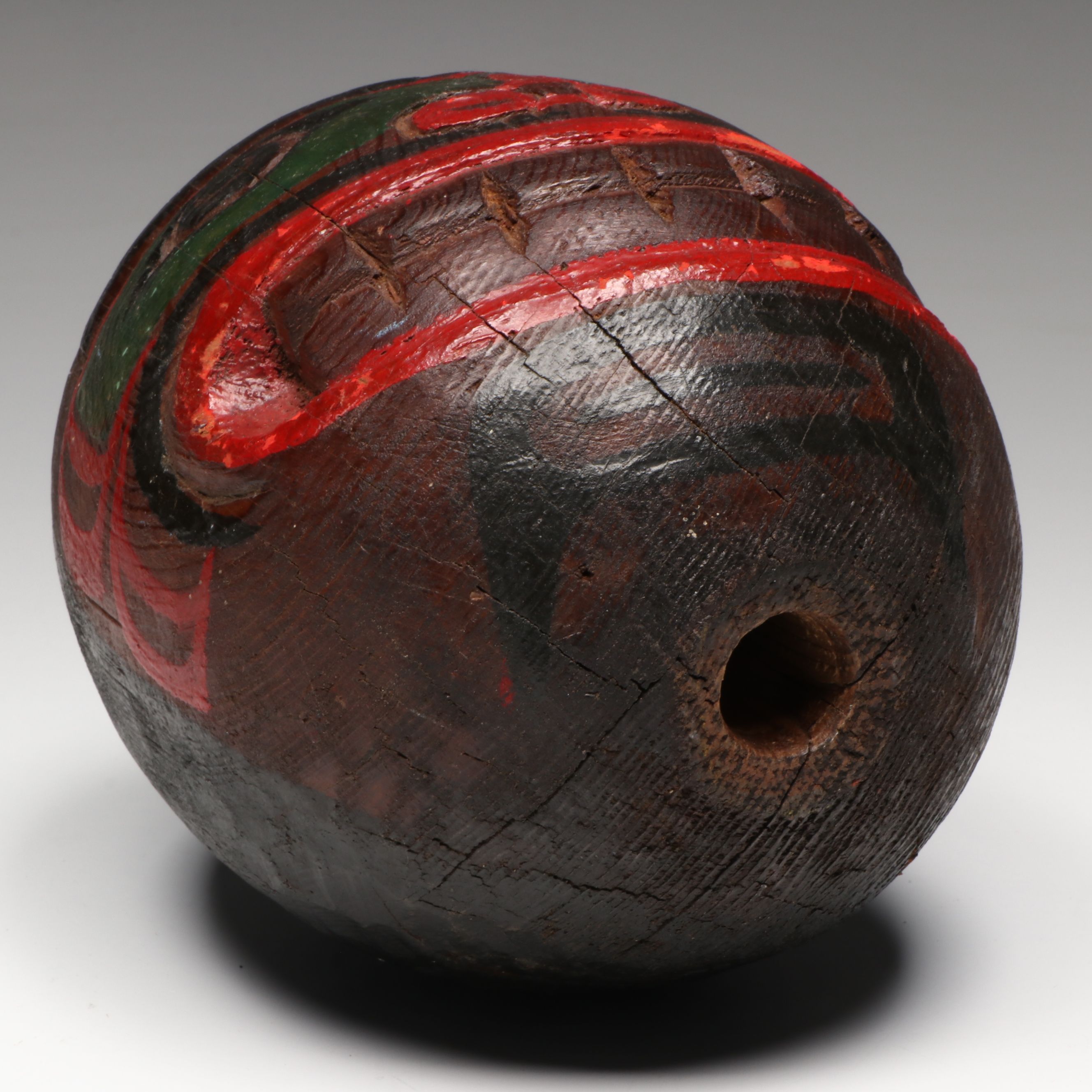 Antique Northwest Coast Tlingit or or Haida Polychrome Carved Wood Head