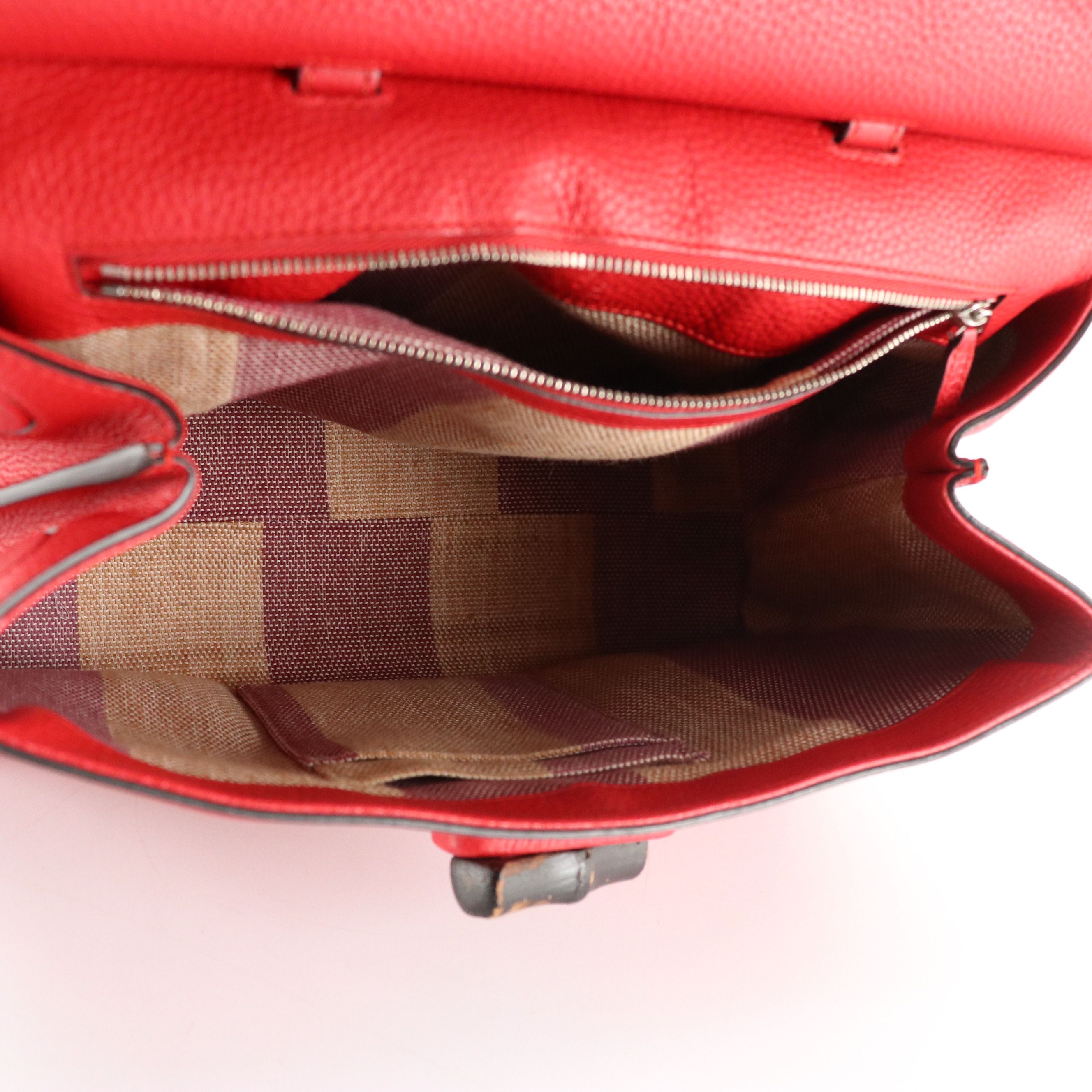 Gucci Bamboo Turnlock Two-Way Shoulder Bag in Red Grained Calfskin Leather