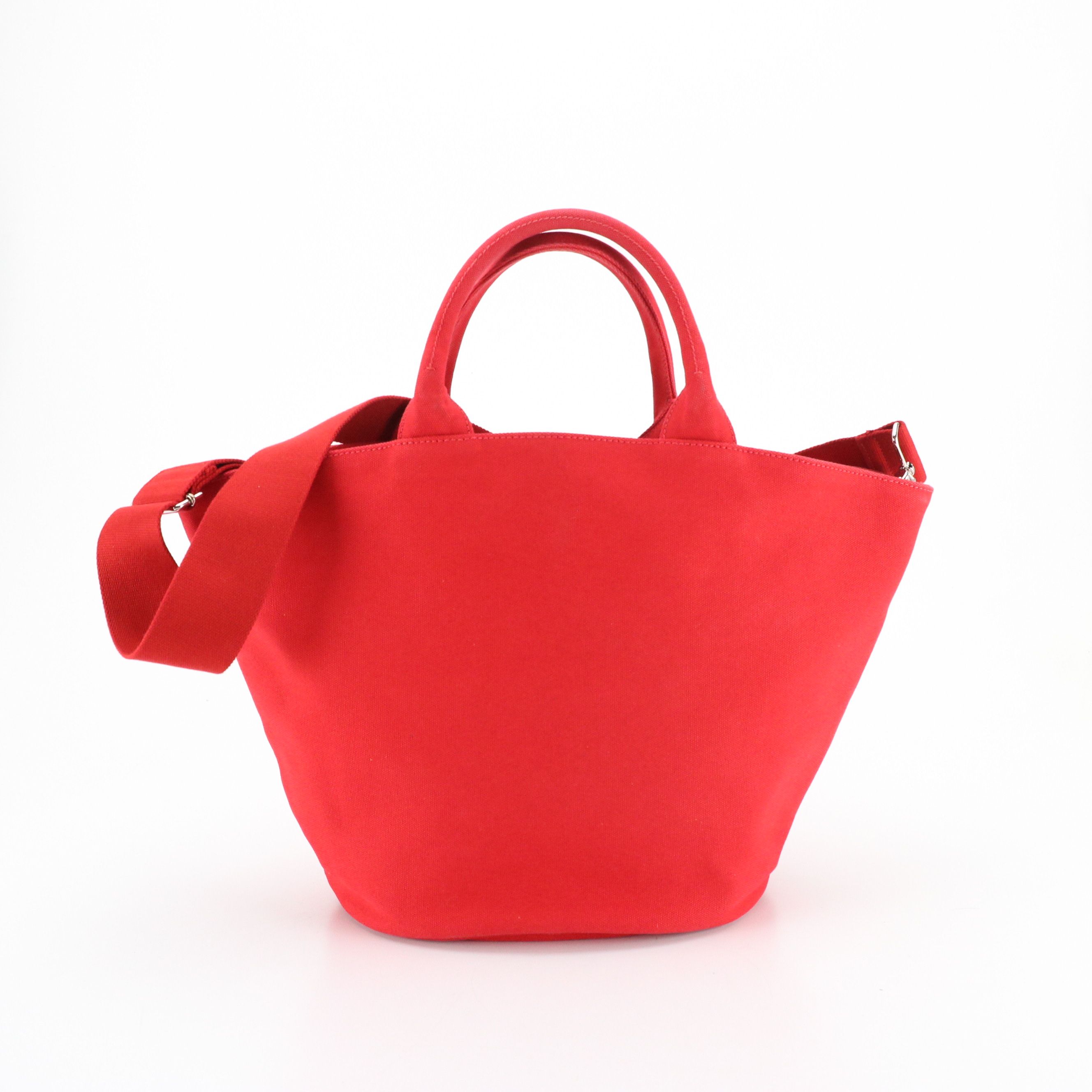 Prada Canapa Logo Two-Way Bucket Tote in Red Canvas