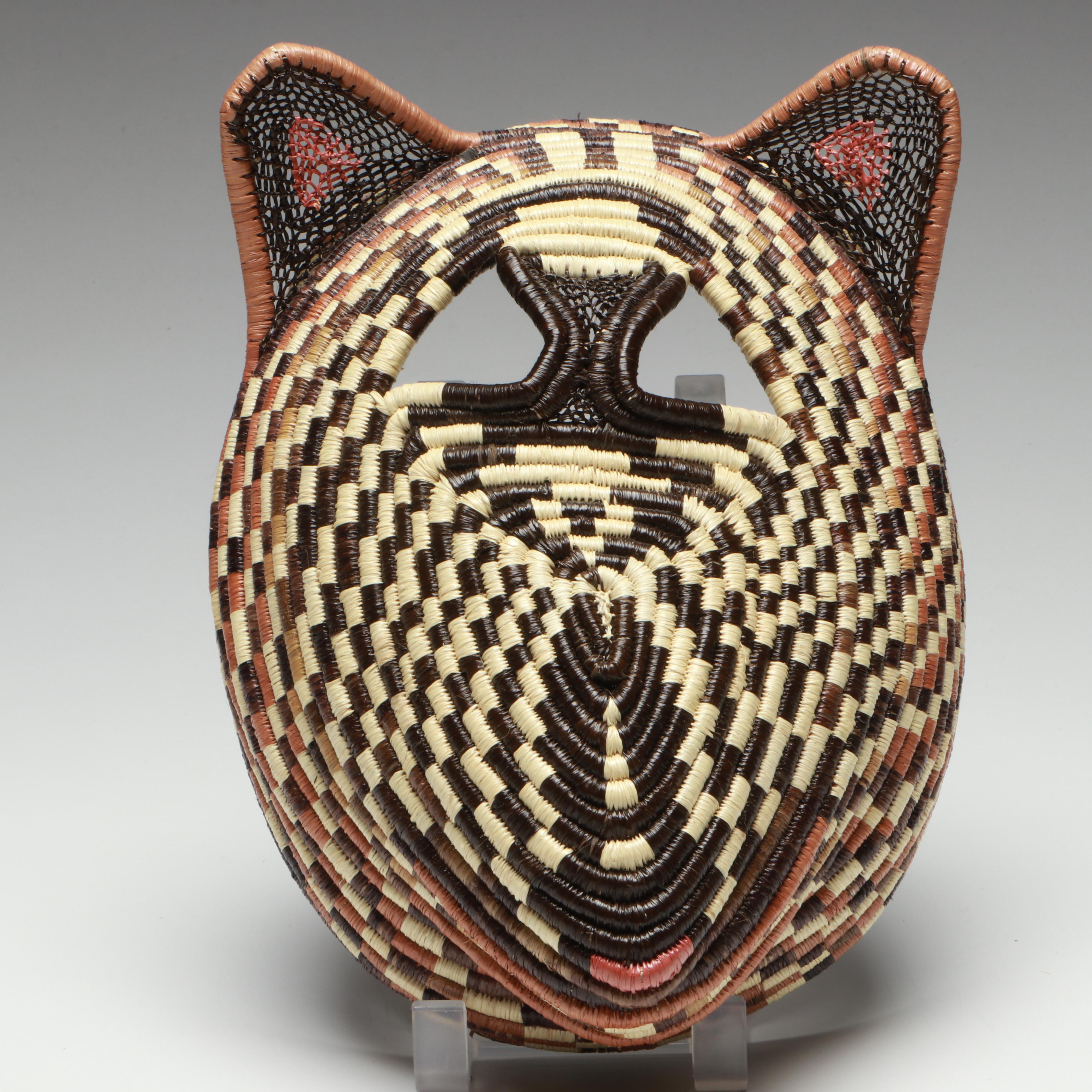 Panamanian Emberá Peoples Horse and Bear Chunga Fiber and Black Palm Masks