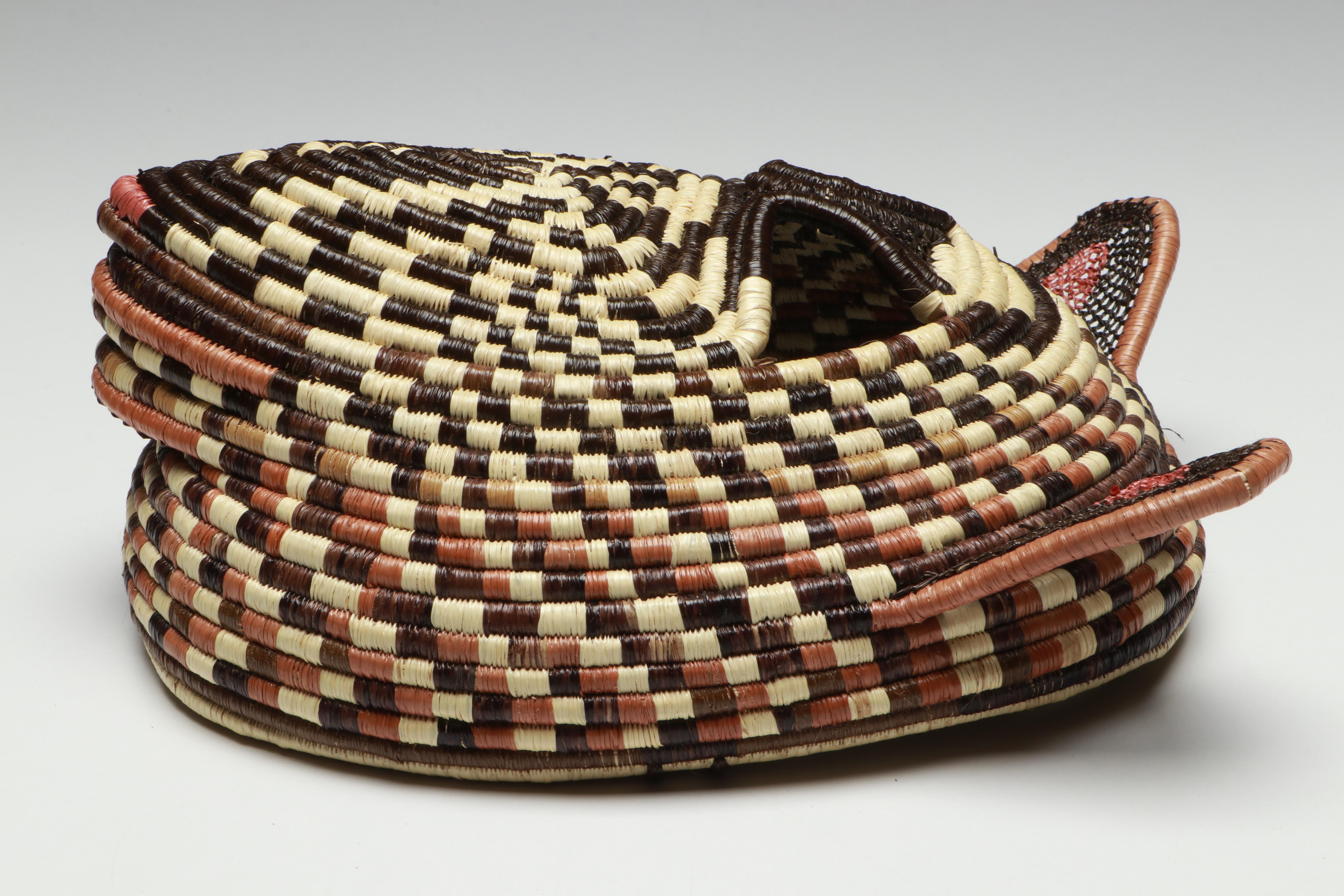 Panamanian Emberá Peoples Horse and Bear Chunga Fiber and Black Palm Masks