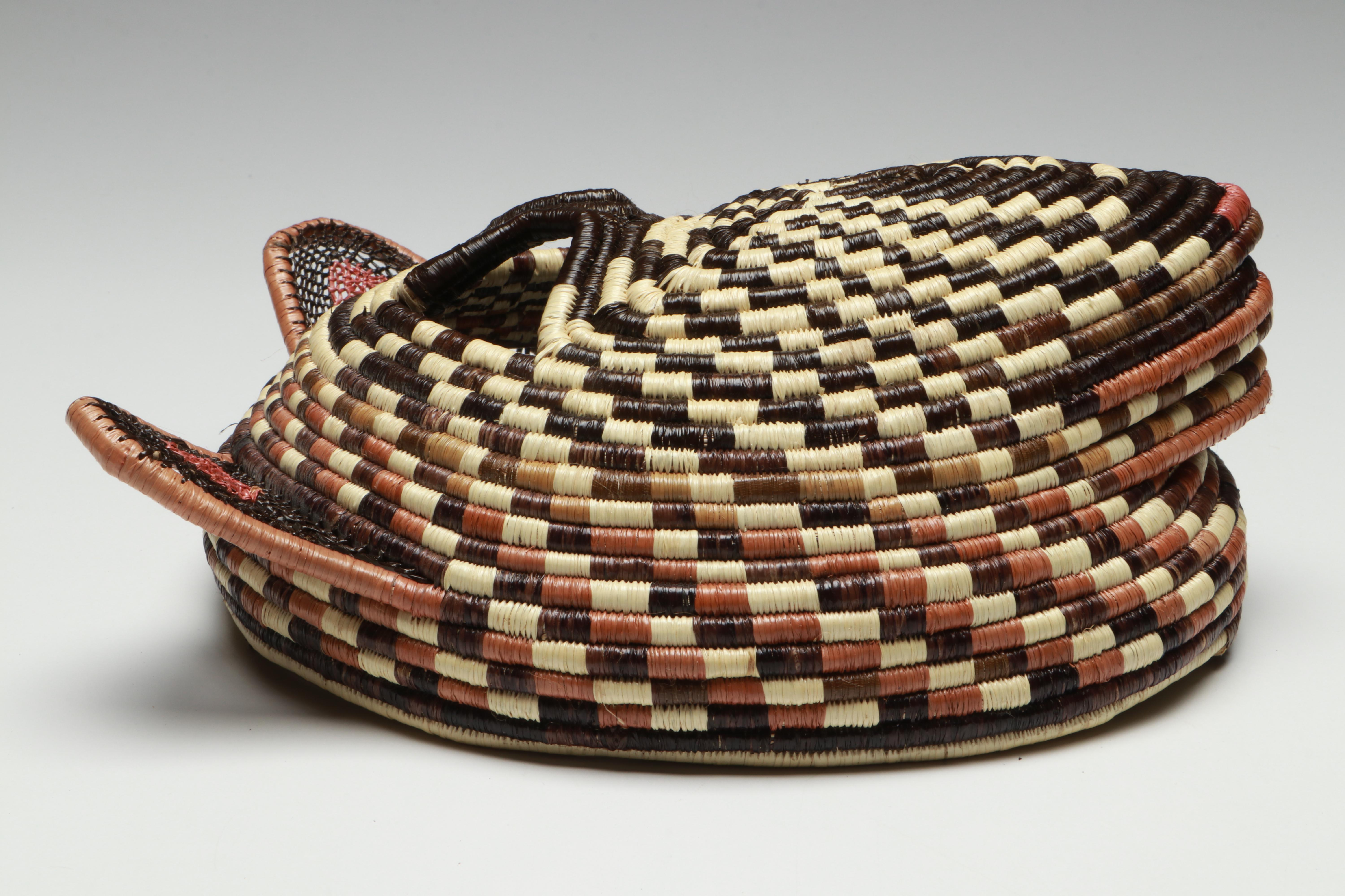 Panamanian Emberá Peoples Horse and Bear Chunga Fiber and Black Palm Masks