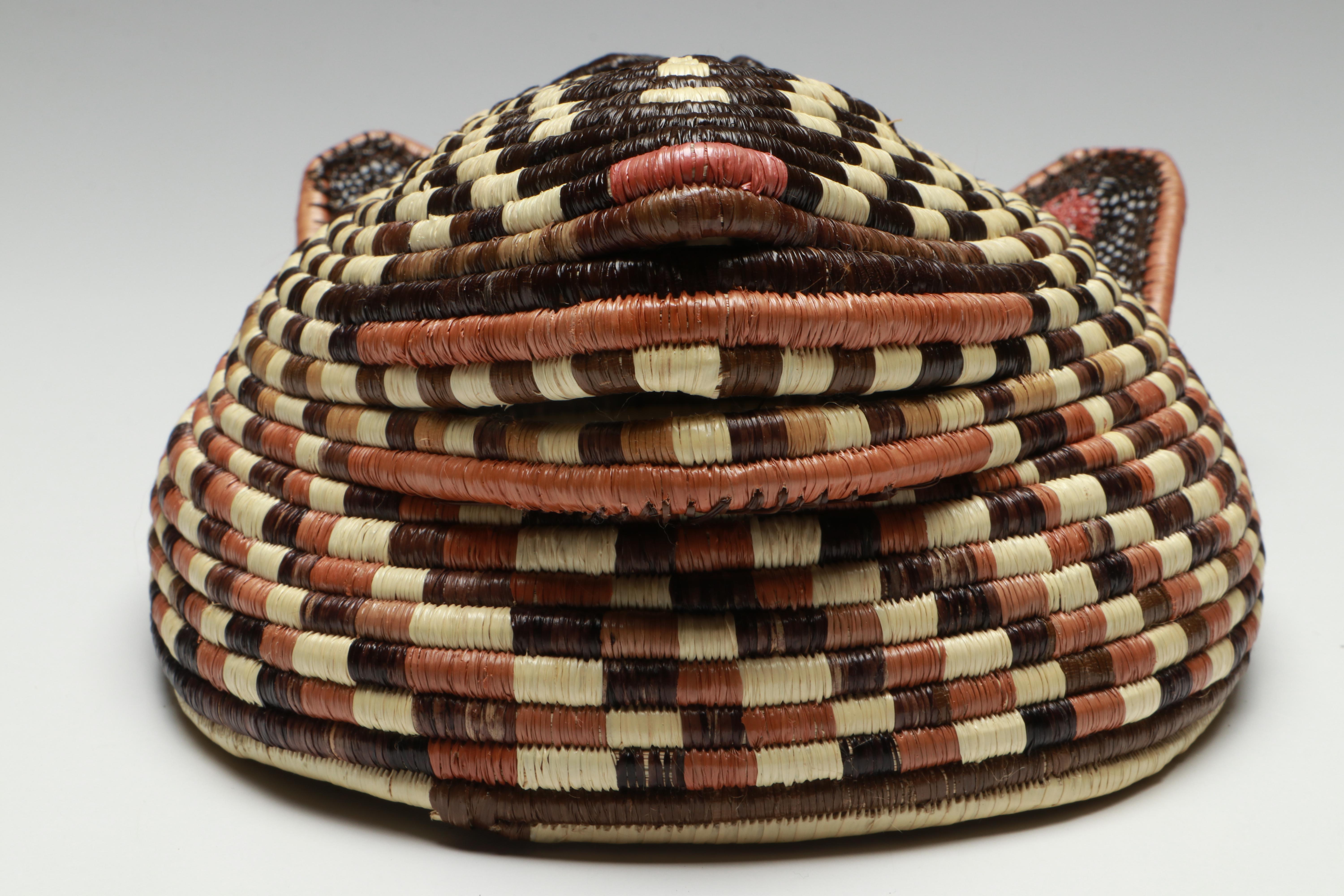 Panamanian Emberá Peoples Horse and Bear Chunga Fiber and Black Palm Masks