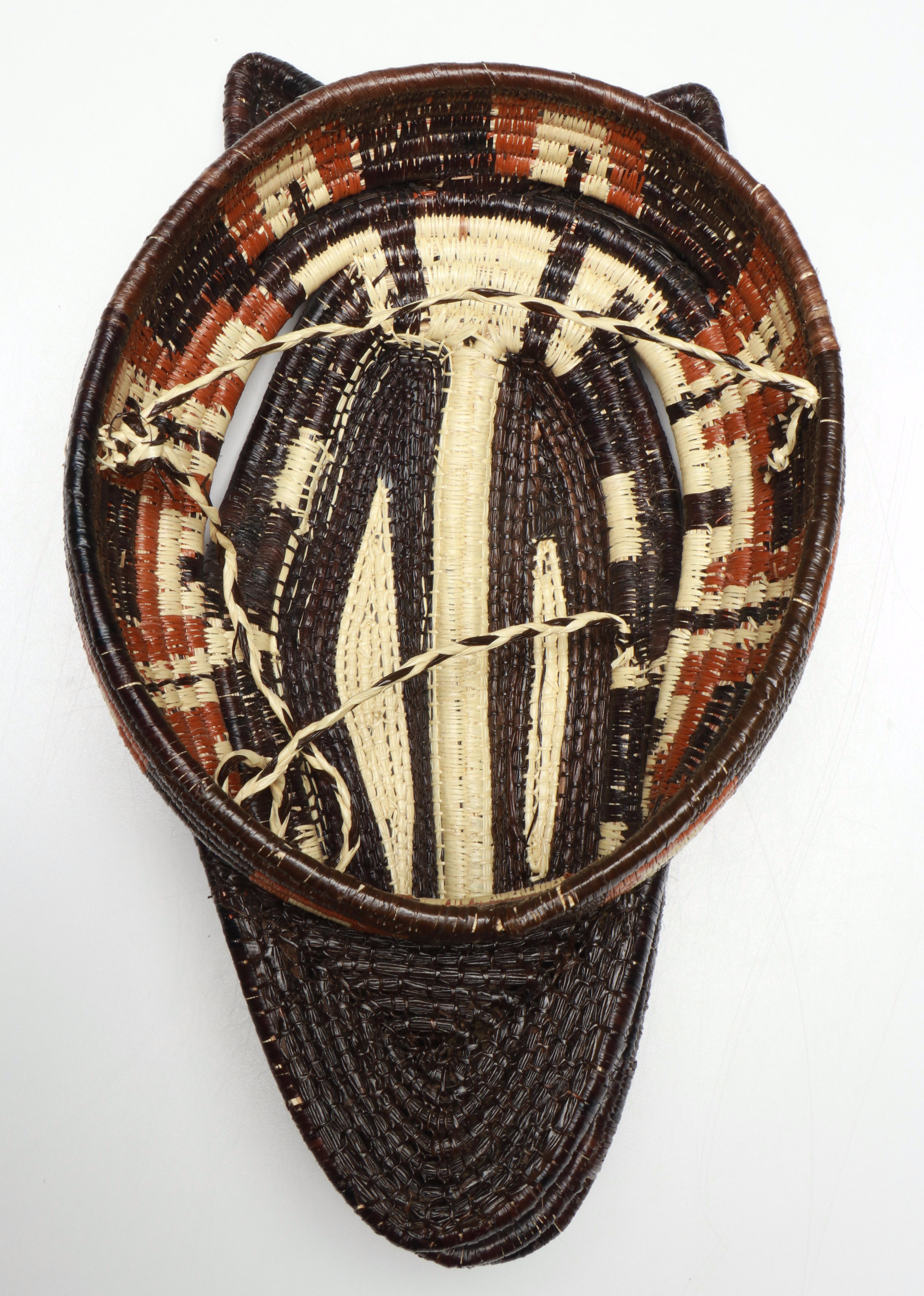 Panamanian Emberá Peoples Horse and Bear Chunga Fiber and Black Palm Masks