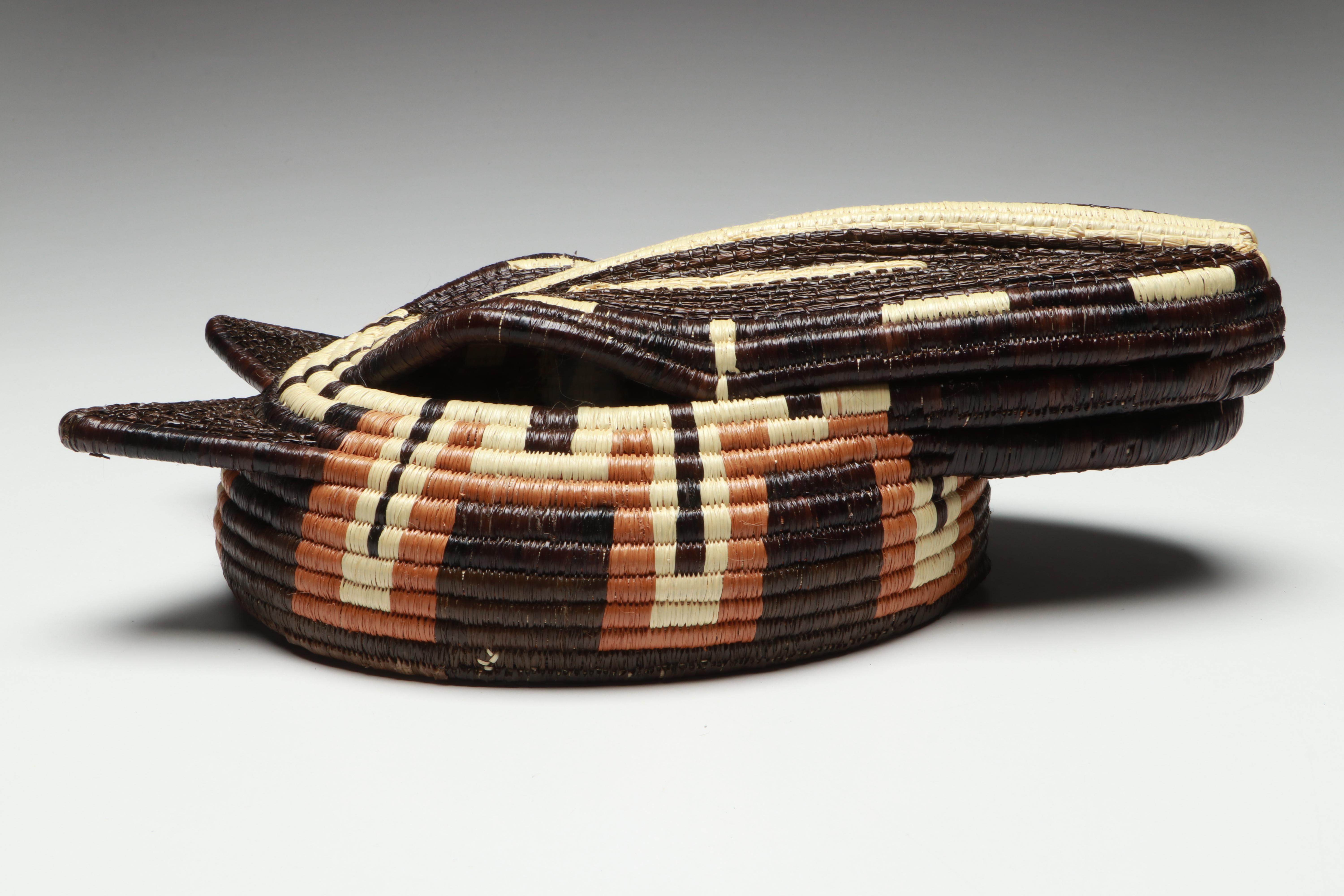 Panamanian Emberá Peoples Horse and Bear Chunga Fiber and Black Palm Masks