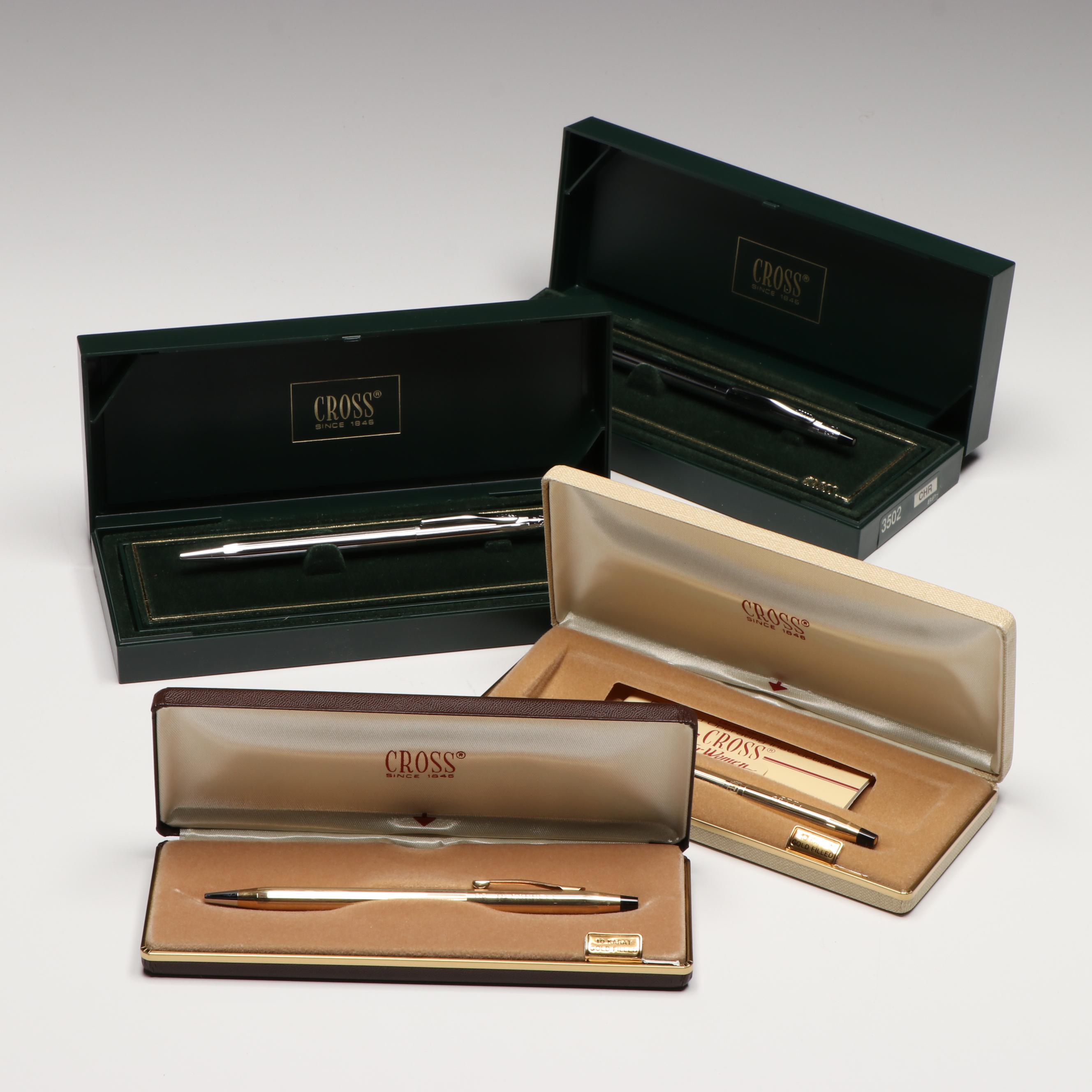 Cross 10K Gold-Filled and Other Ballpoint Pens with Cases