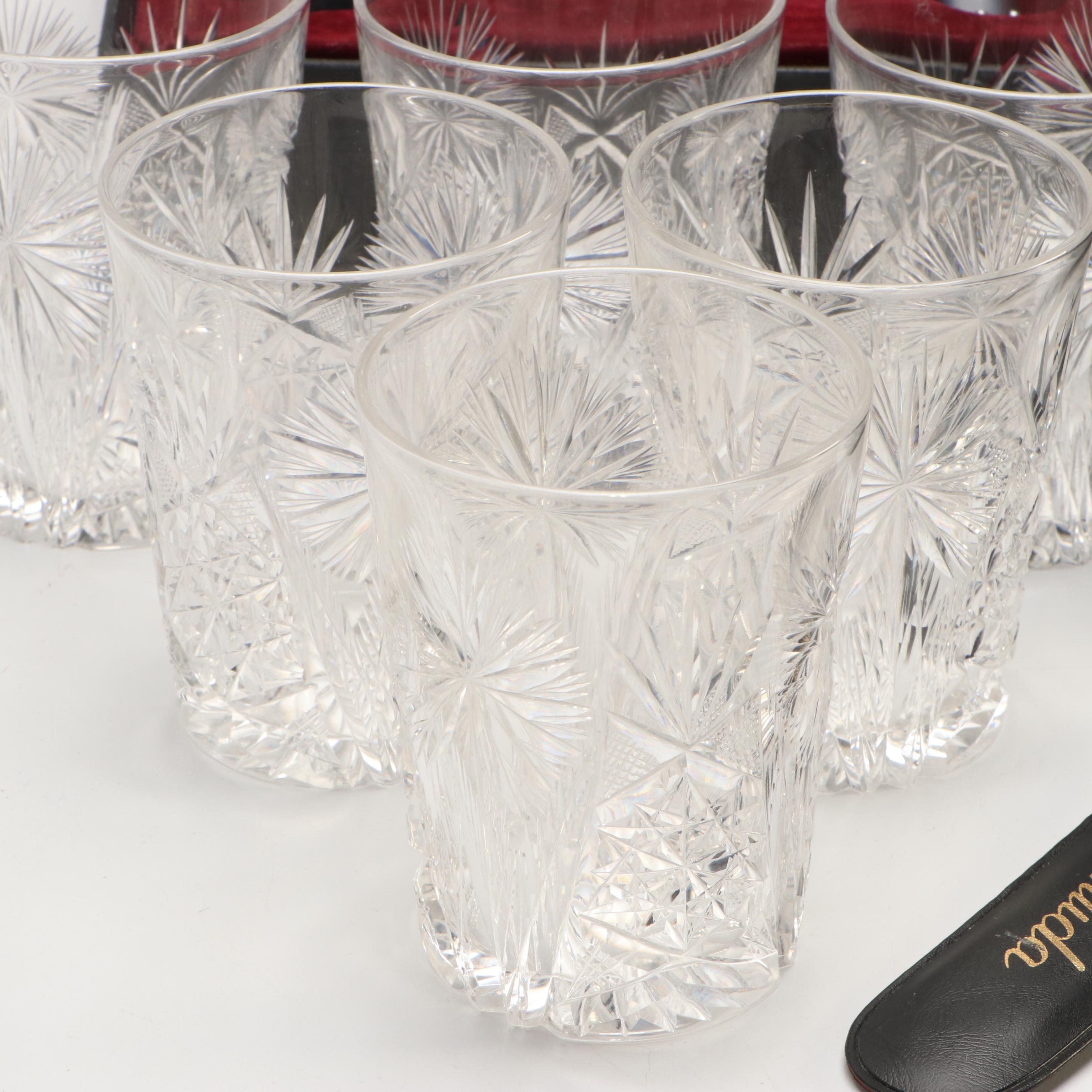 Bonjour Chateau Deluxe Wine Opener with Cut Crystal Glasses and Other Bar Tools