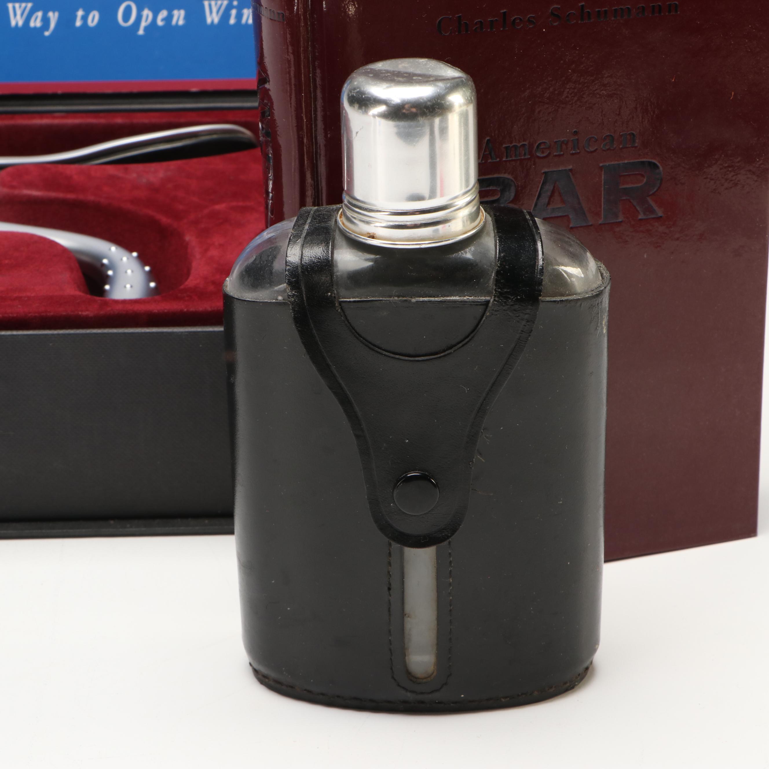 Bonjour Chateau Deluxe Wine Opener with Cut Crystal Glasses and Other Bar Tools