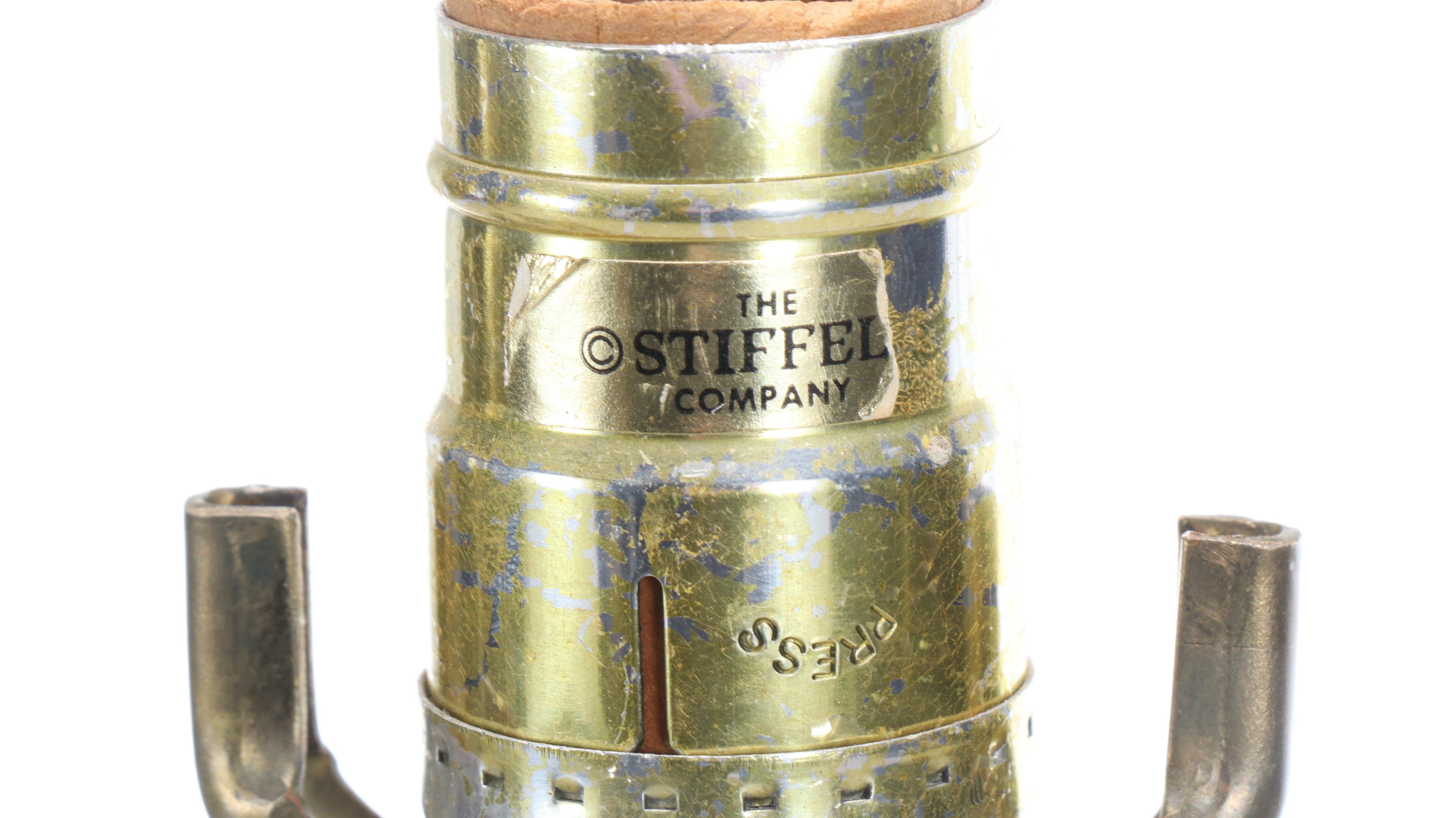 Pair of Hollywood Regency Style Stiffel Brass and Enamel Table Lamps