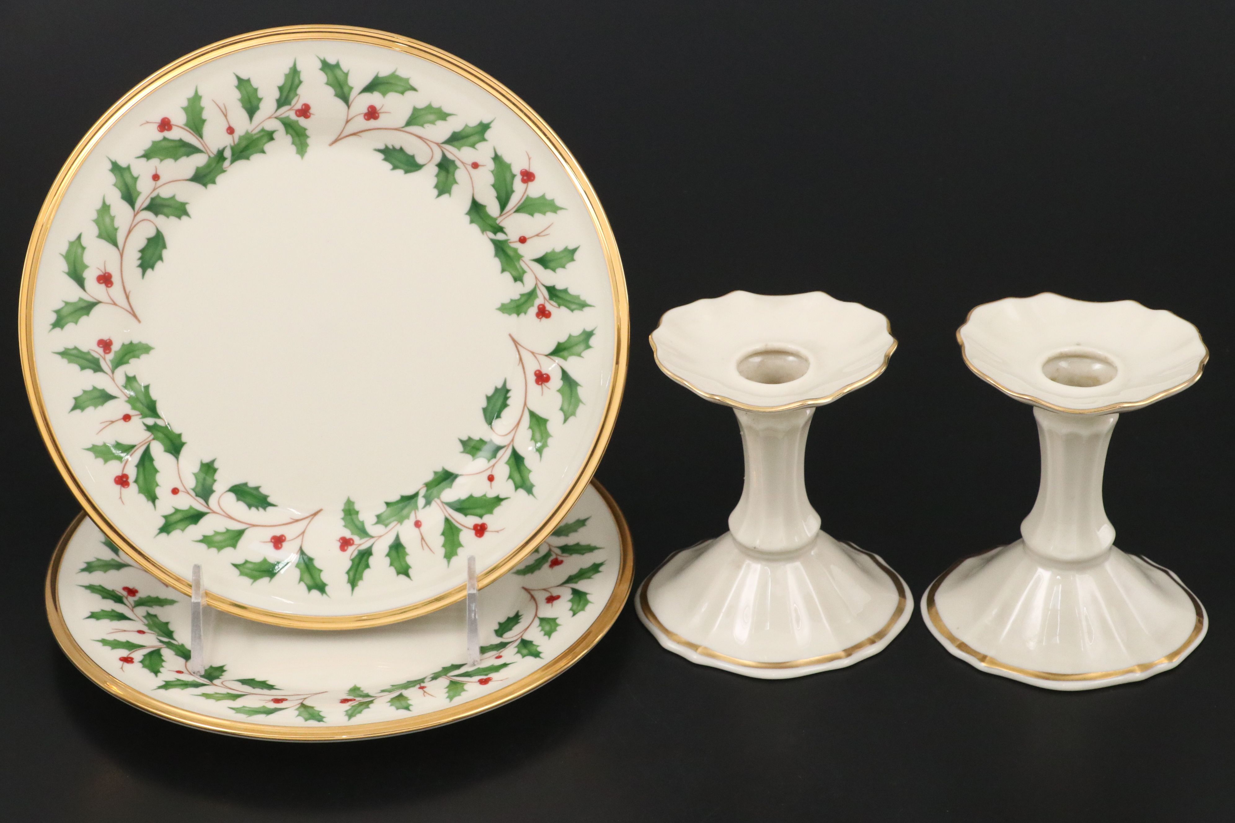 Lenox "Holiday" Bowls and Plates with Candlesticks
