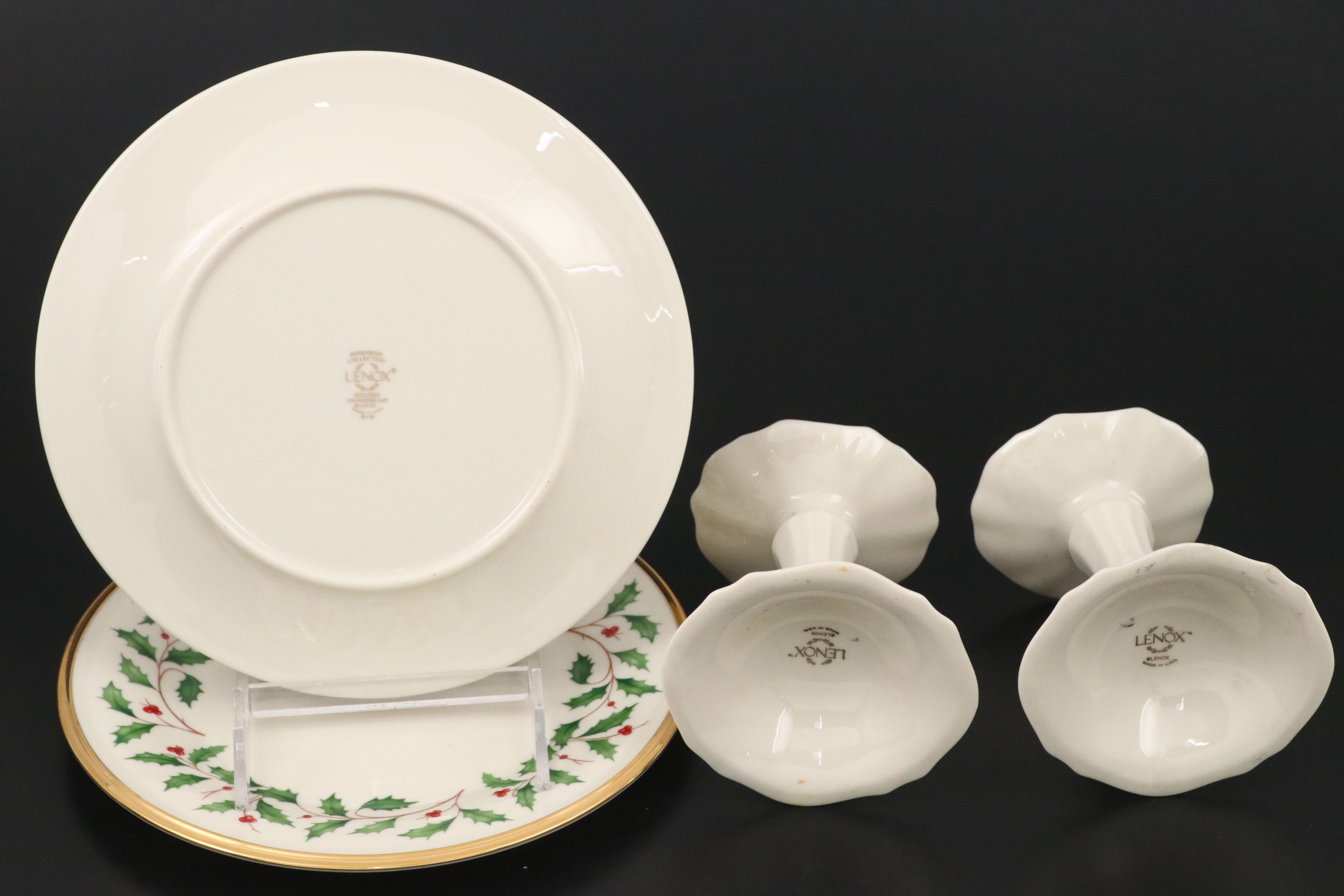 Lenox "Holiday" Bowls and Plates with Candlesticks