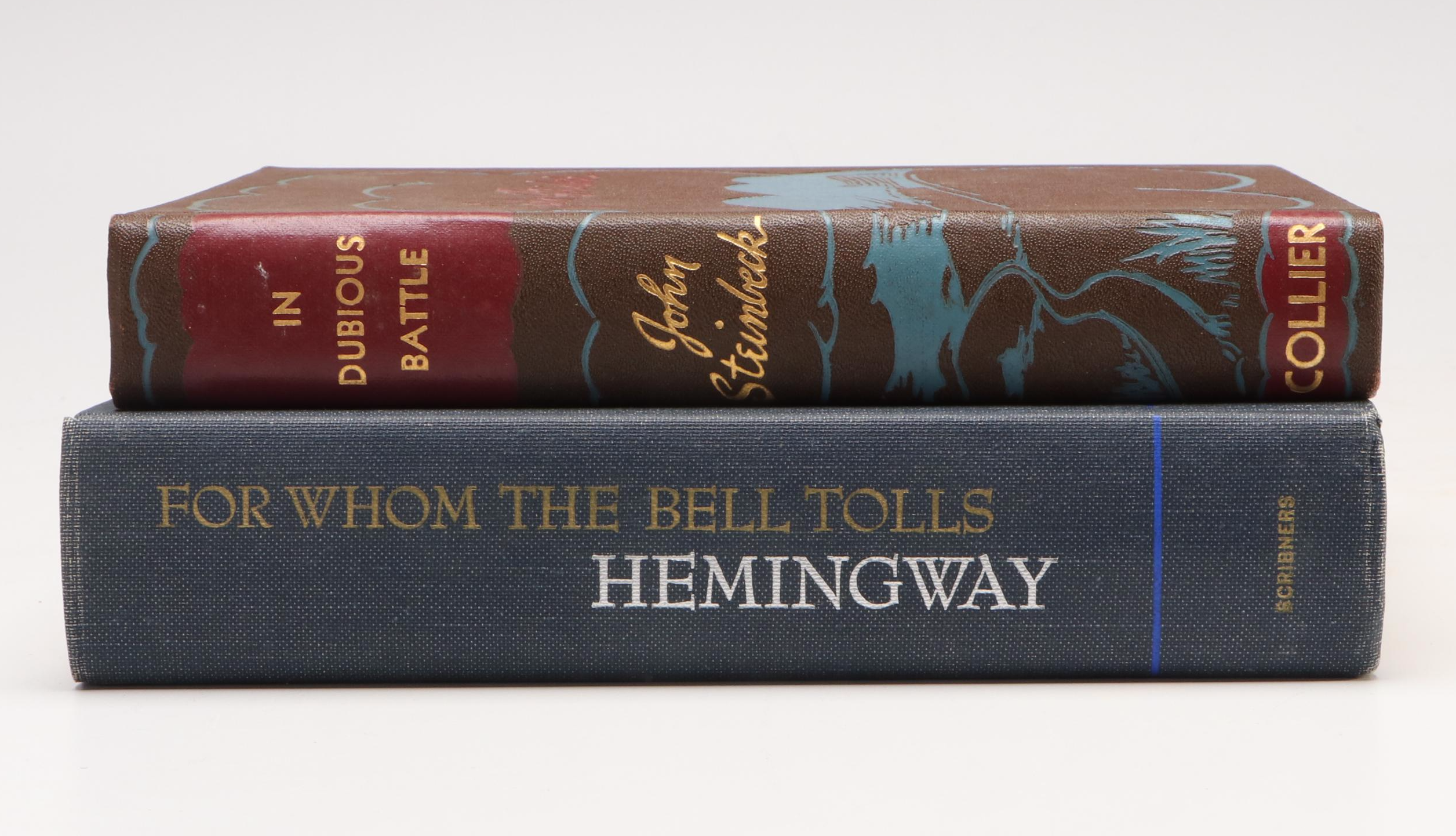 "For Whom the Bell Tolls" by Hemingway and "In Dubious Battle" by Steinbeck