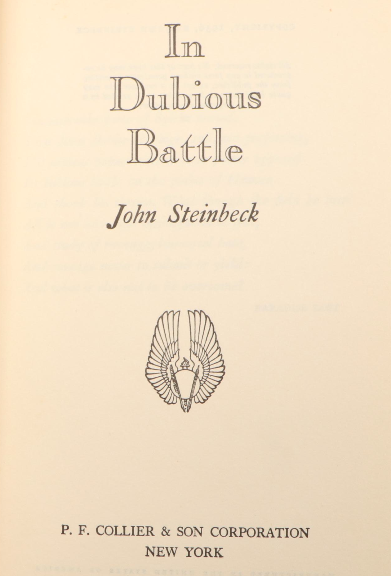 "For Whom the Bell Tolls" by Hemingway and "In Dubious Battle" by Steinbeck