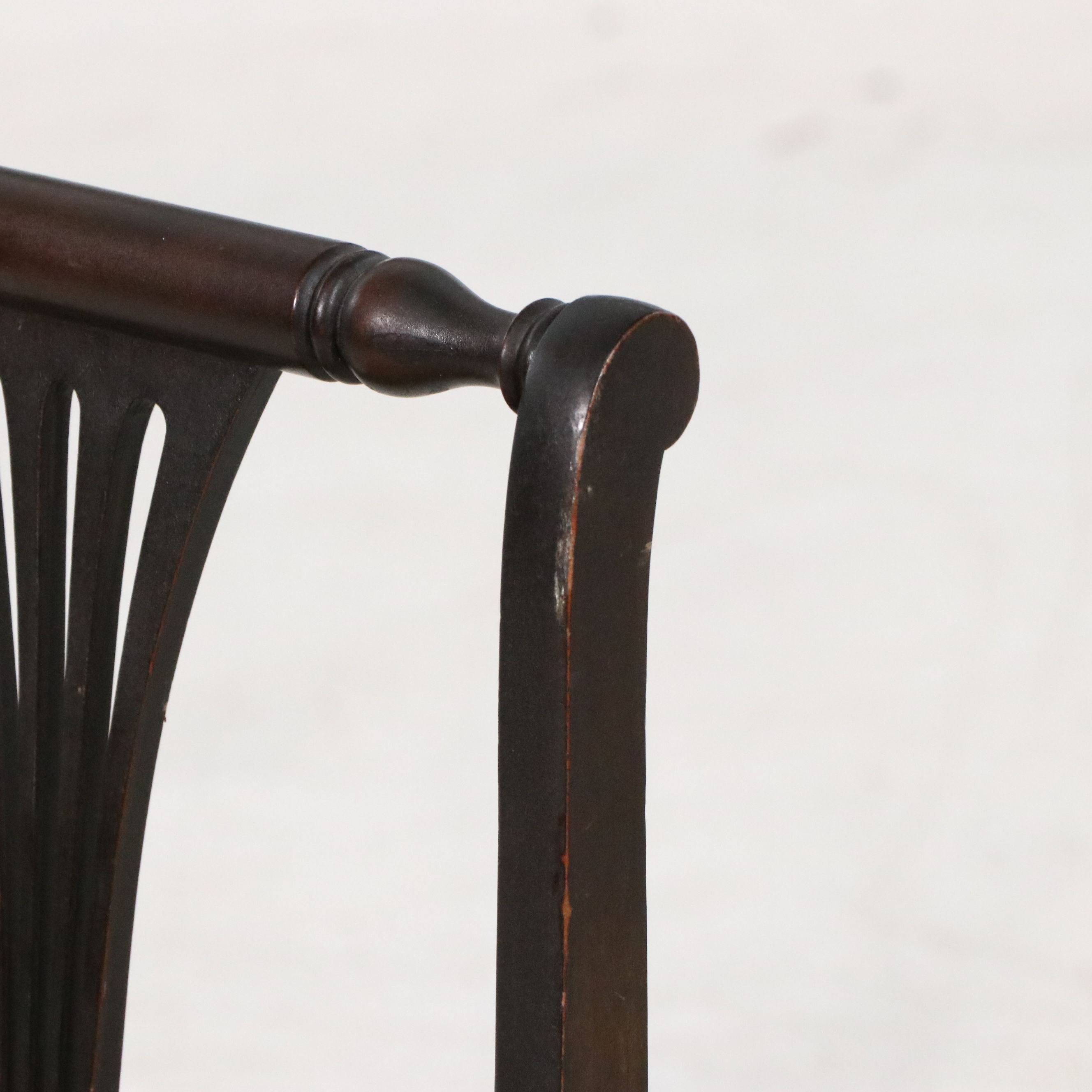 Sheraton Style Black-Painted Wood and Cane Side Chair, 19th Century