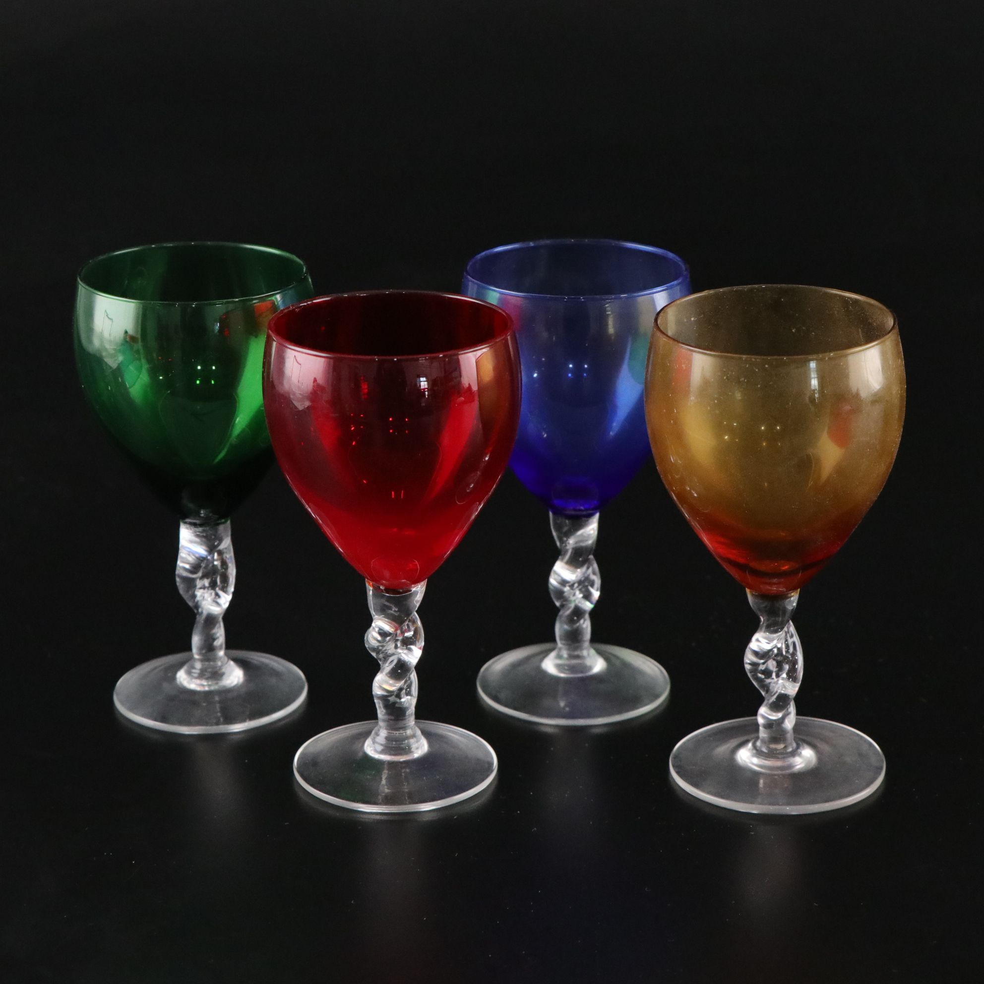 Glass Cluster Propagation Vase with Spiral Stem Crystal Wine Glasses & More