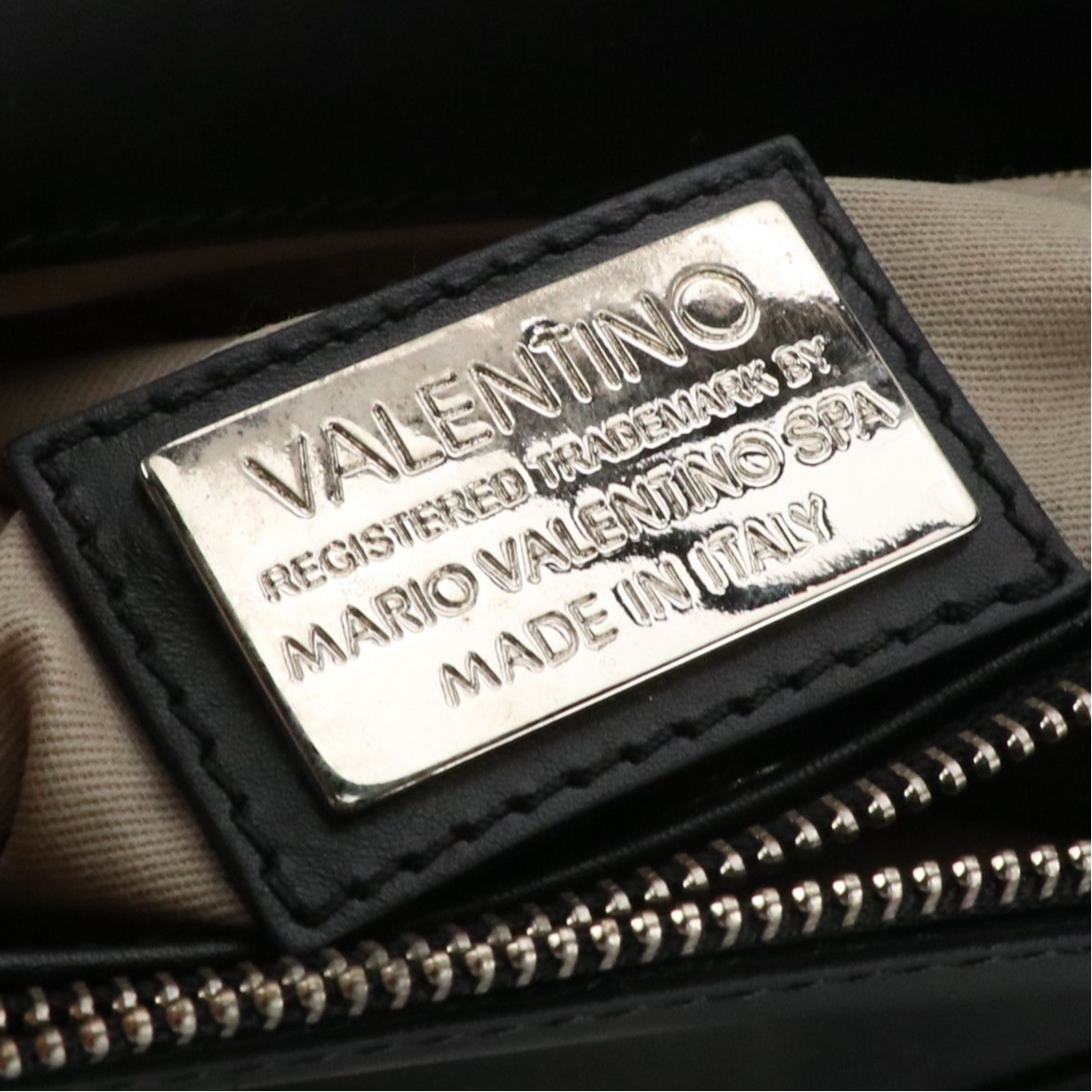 Mario Valentino Top Handle Bag in Black Studded Calfskin Leather