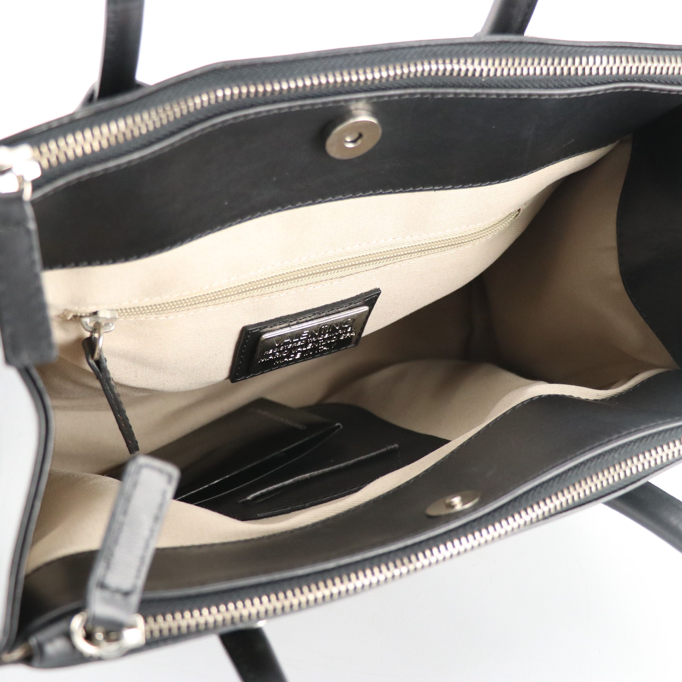 Mario Valentino Top Handle Bag in Black Studded Calfskin Leather