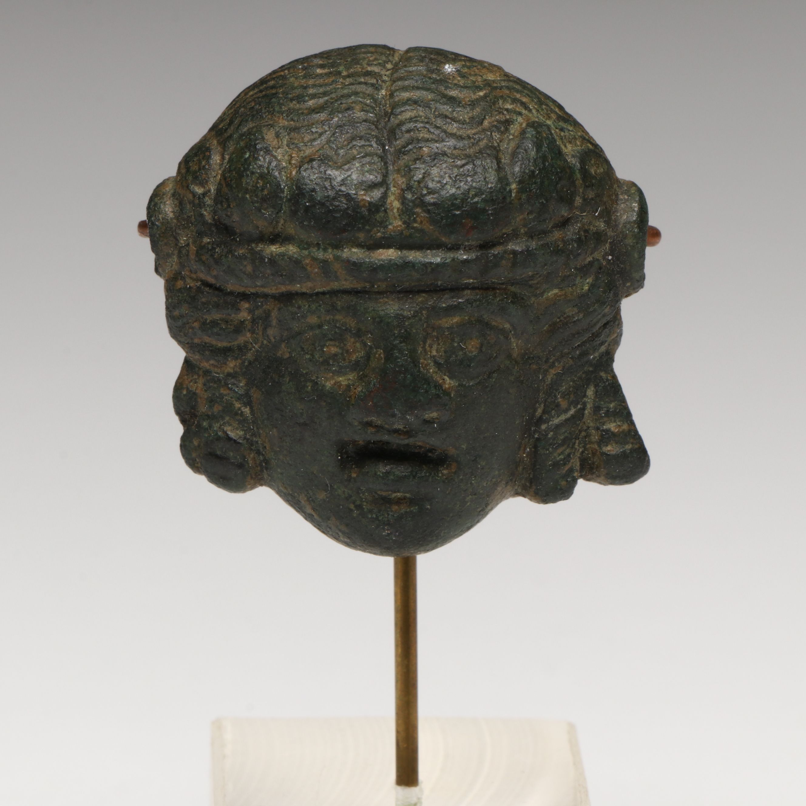Etruscan Cast Bronze Votive Head of a Woman, 5th–3rd Century BCE