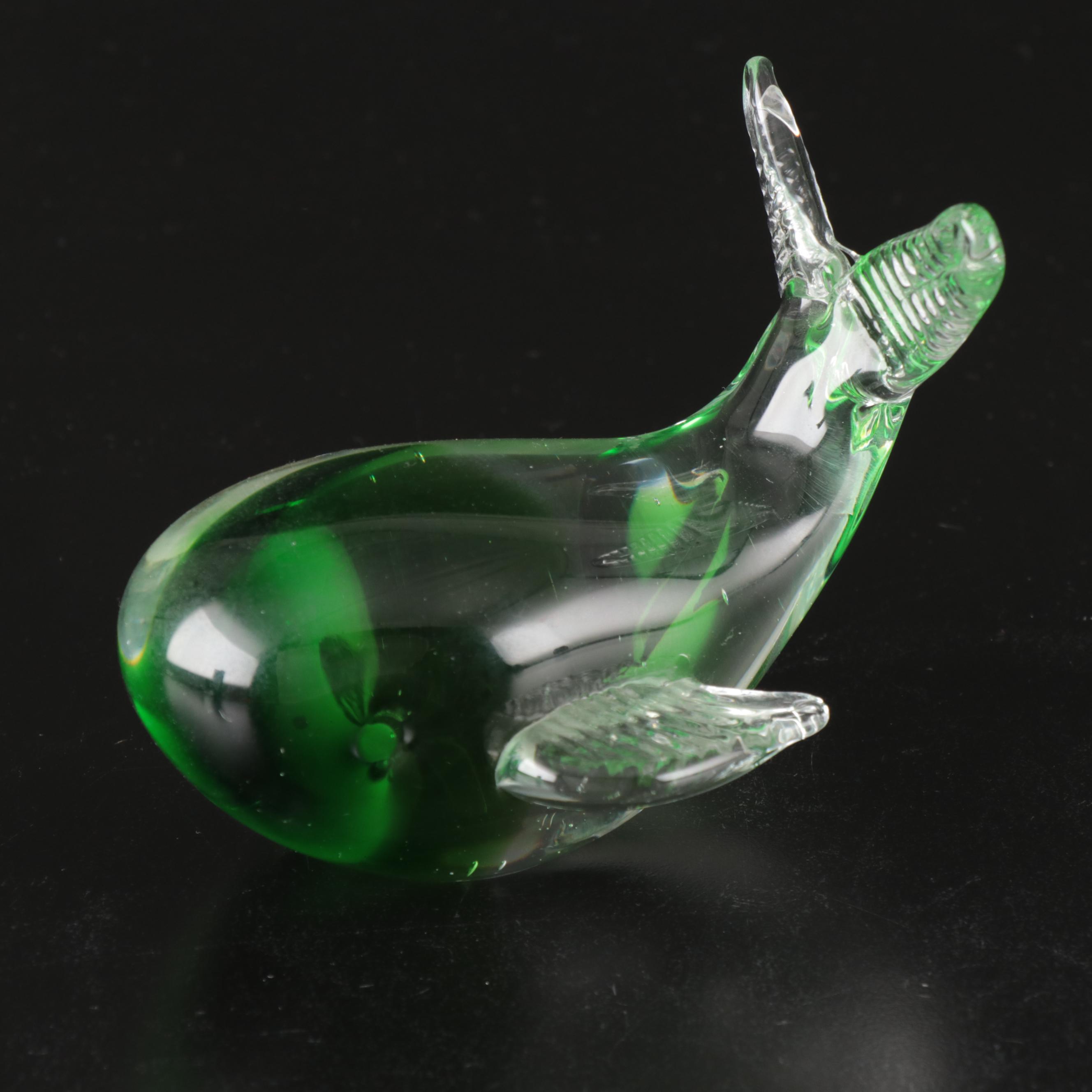 Handblown Whale and Polar Bear with Other Glass Paperweights