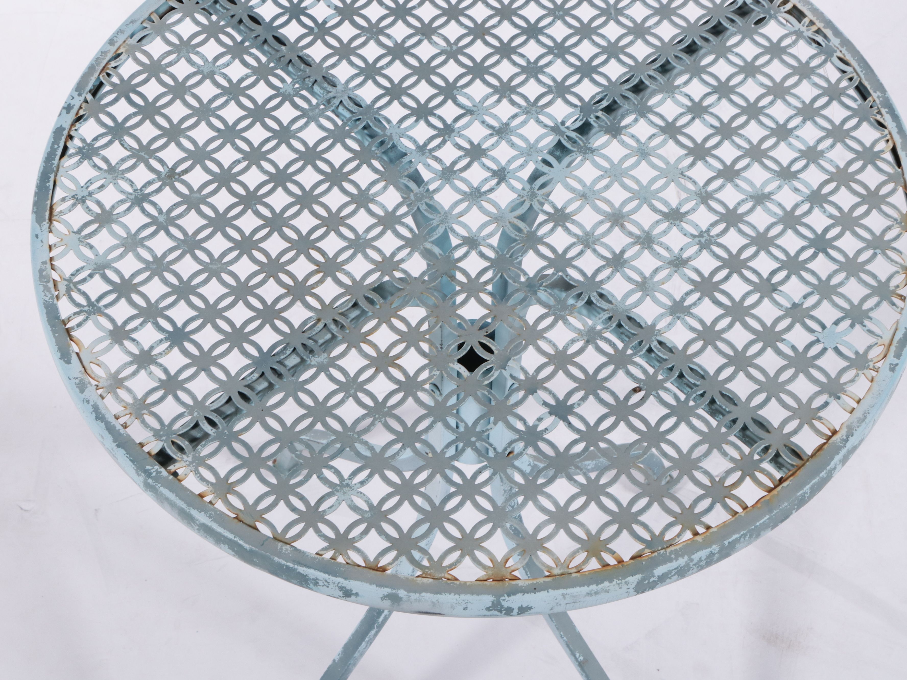 Three-Piece Mid-Century Style Painted Metal Outdoor Dining Set