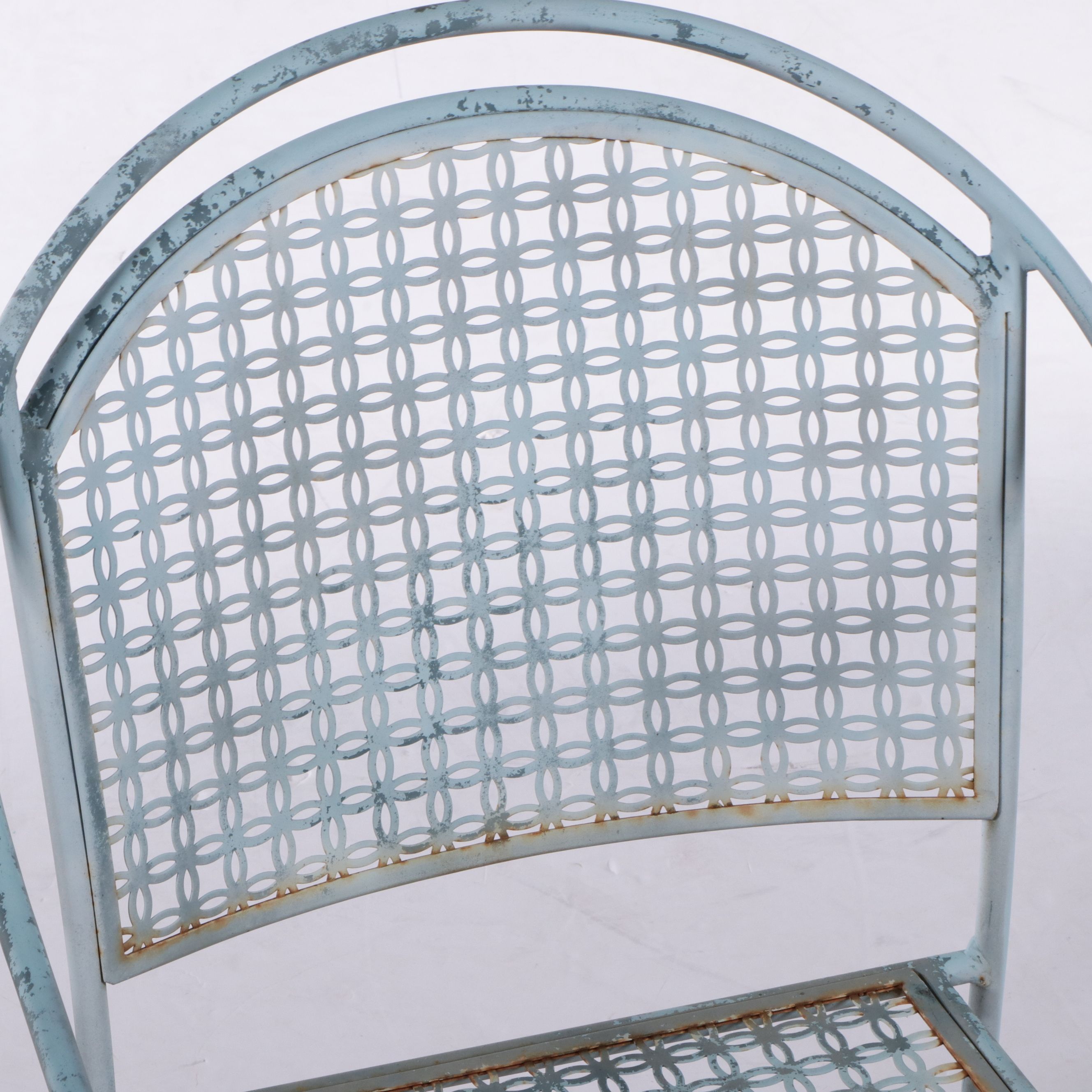 Three-Piece Mid-Century Style Painted Metal Outdoor Dining Set