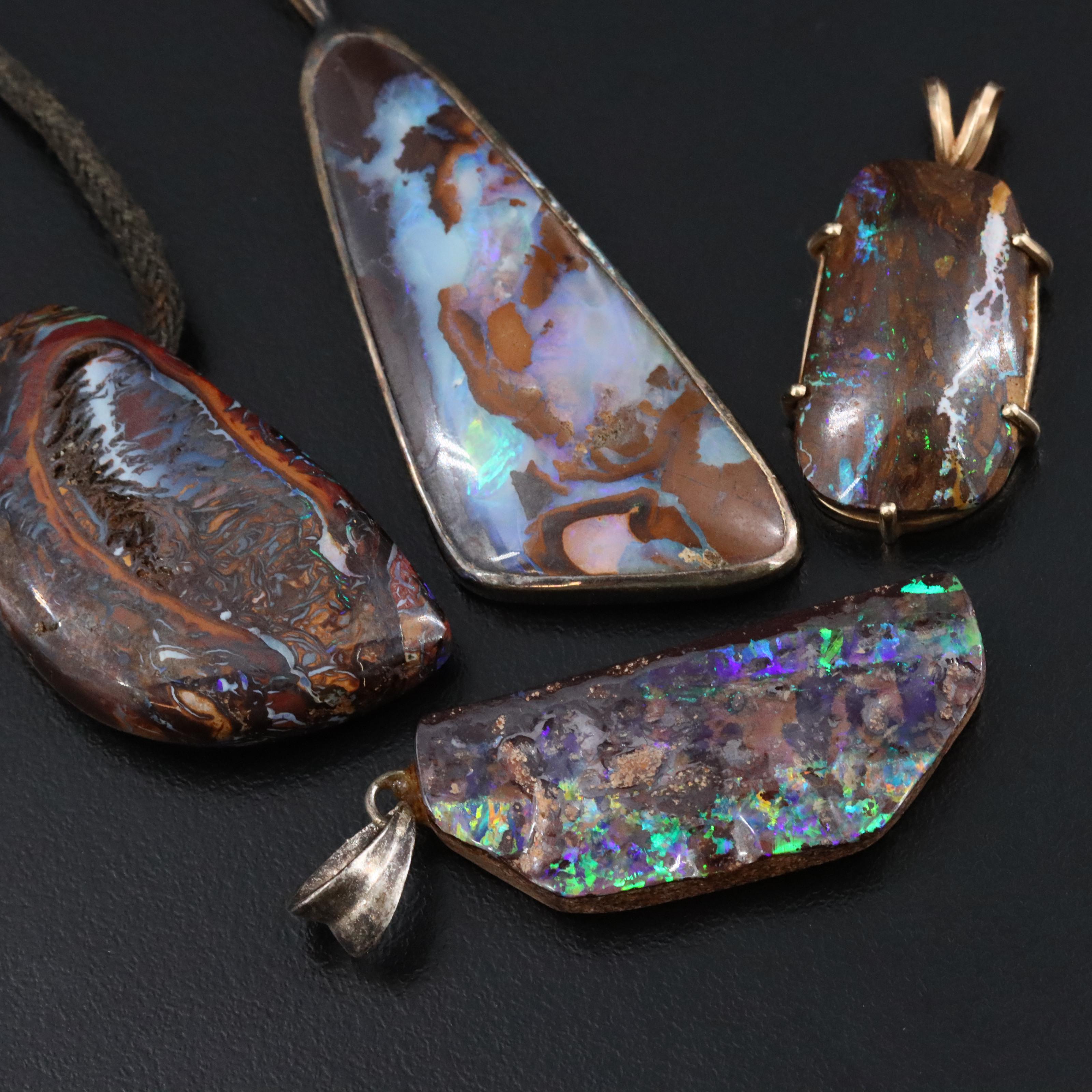 Boulder Opal Pendant Collection Featuring 14K and Sterling