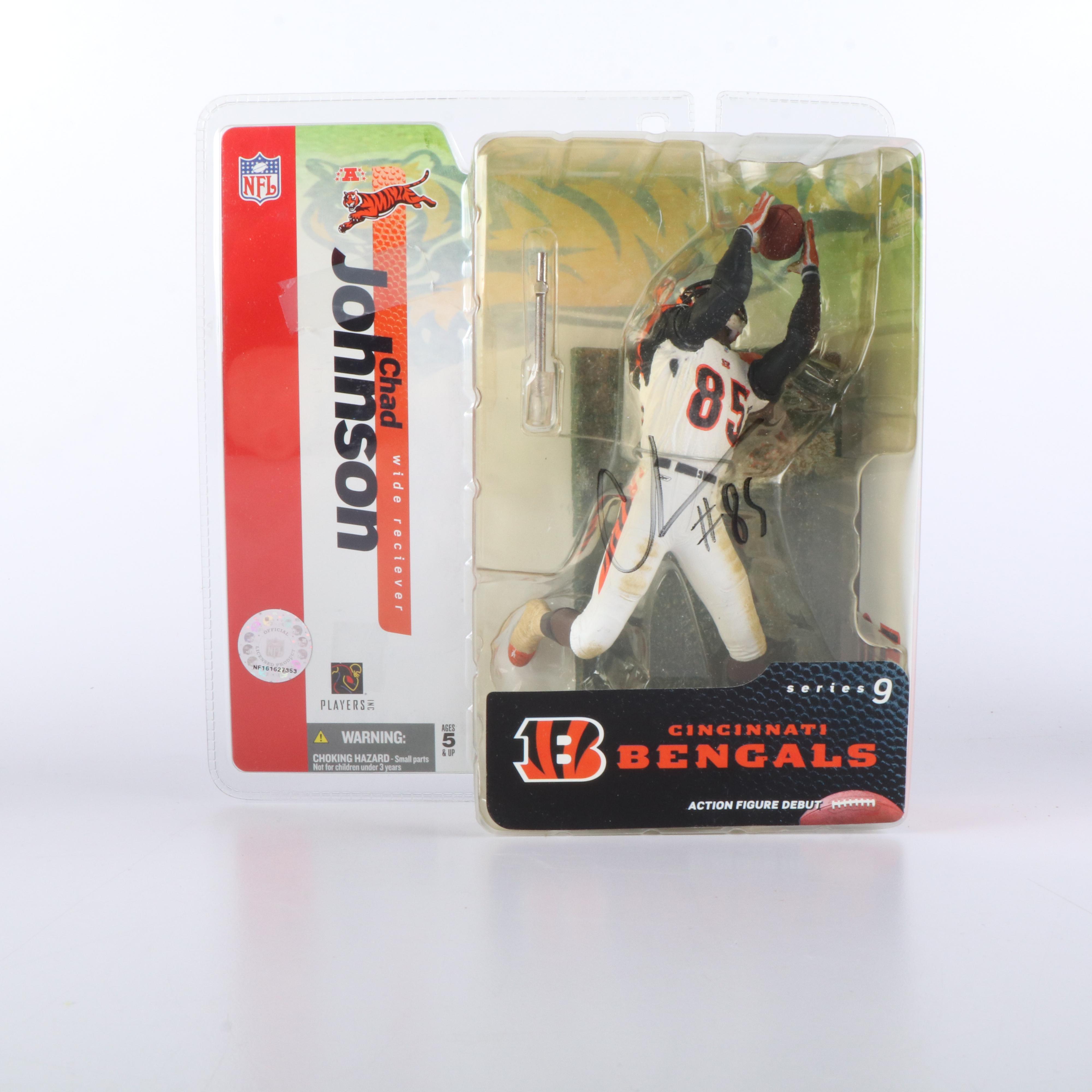 Takeo Spikes, Chad Johnson, and Tim Couch Signed Sealed Action Figures