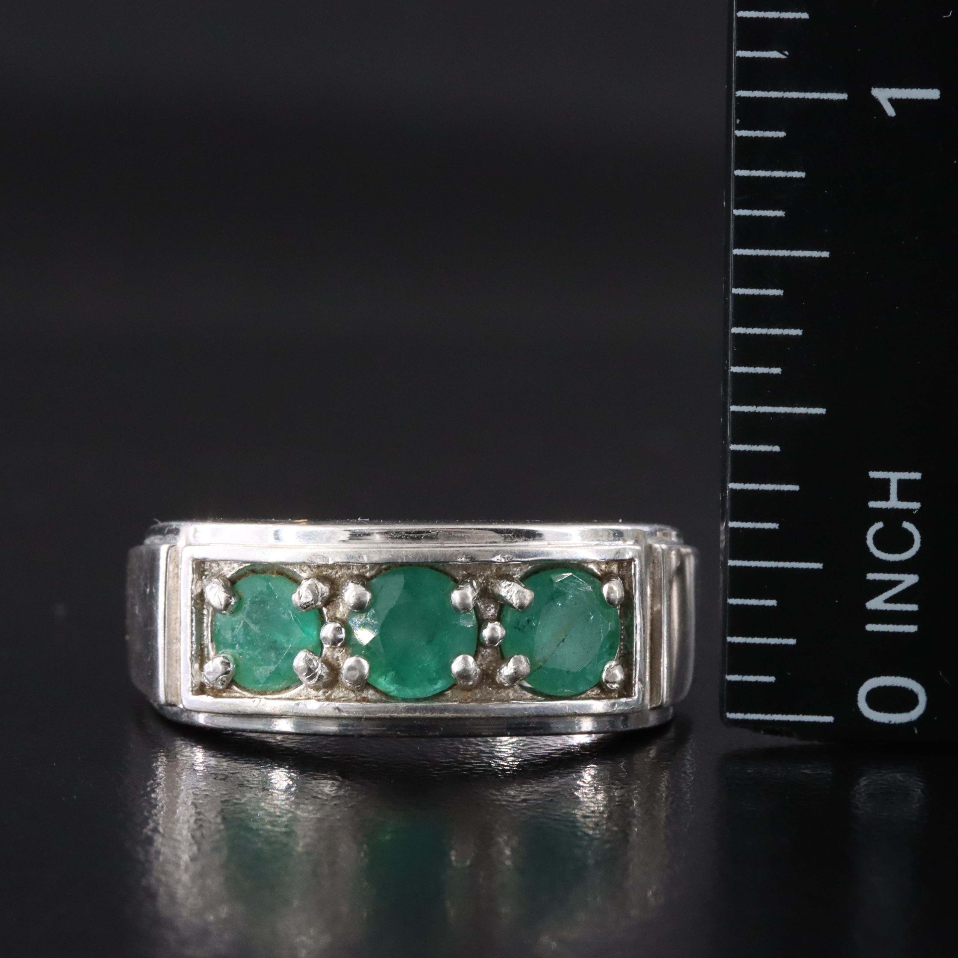 Sterling Ring Collection Featuring Emerald, CZ and Diopside