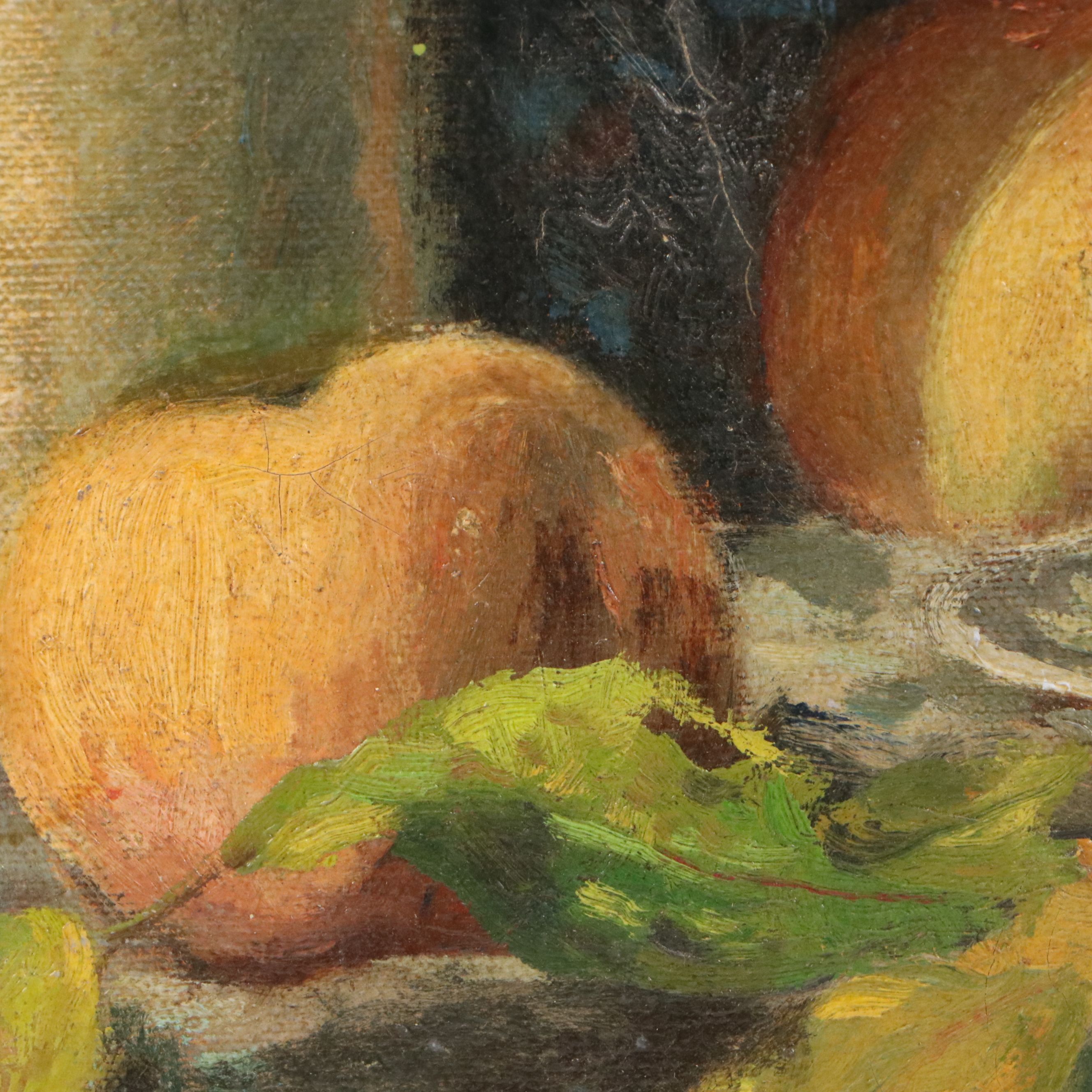 Bernard Lennon Oil Painting "Bean Pot, Pitcher and Bowl of Fruit," 1961