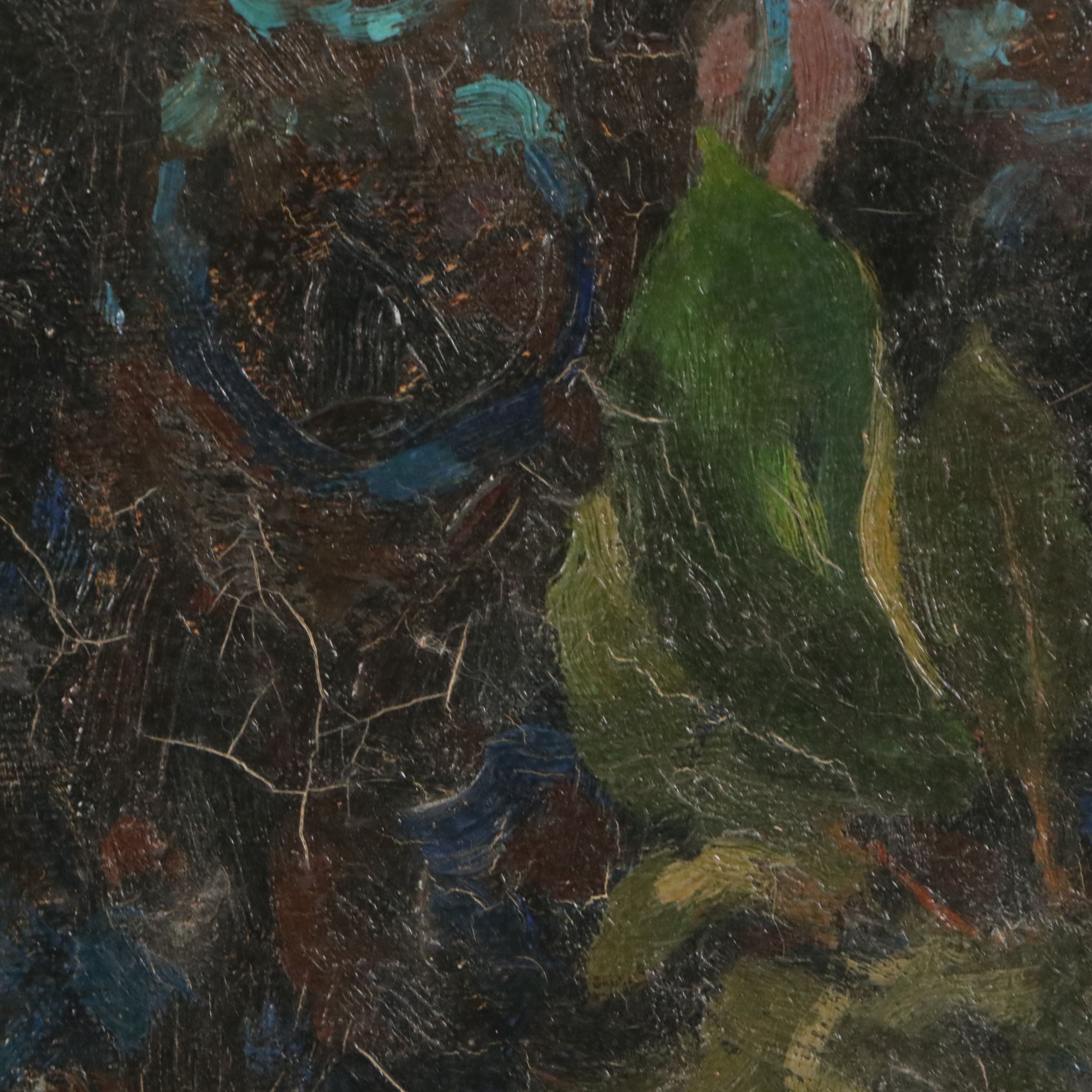 Bernard Lennon Oil Painting "Bean Pot, Pitcher and Bowl of Fruit," 1961