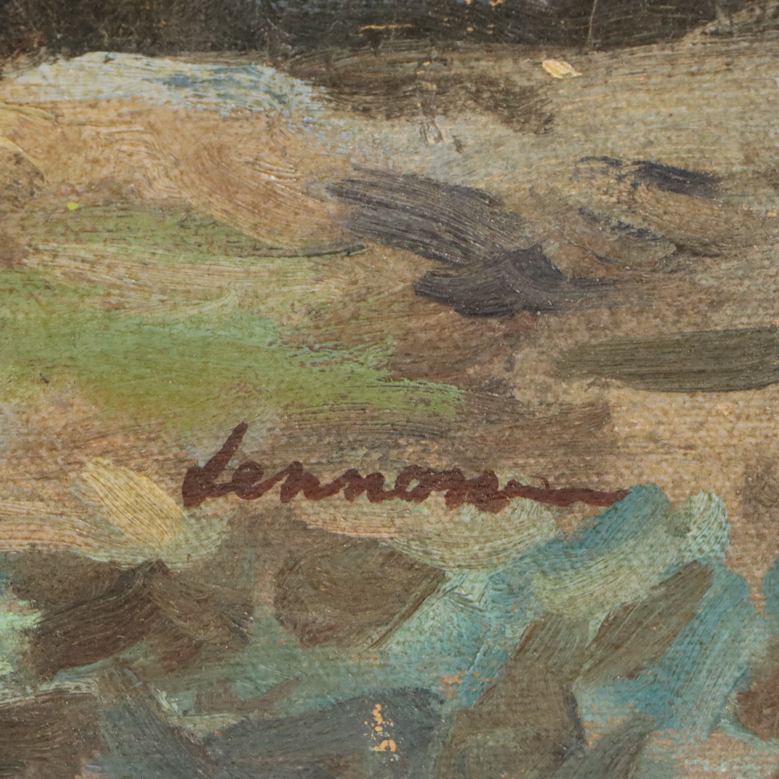 Bernard Lennon Oil Painting "Bean Pot, Pitcher and Bowl of Fruit," 1961