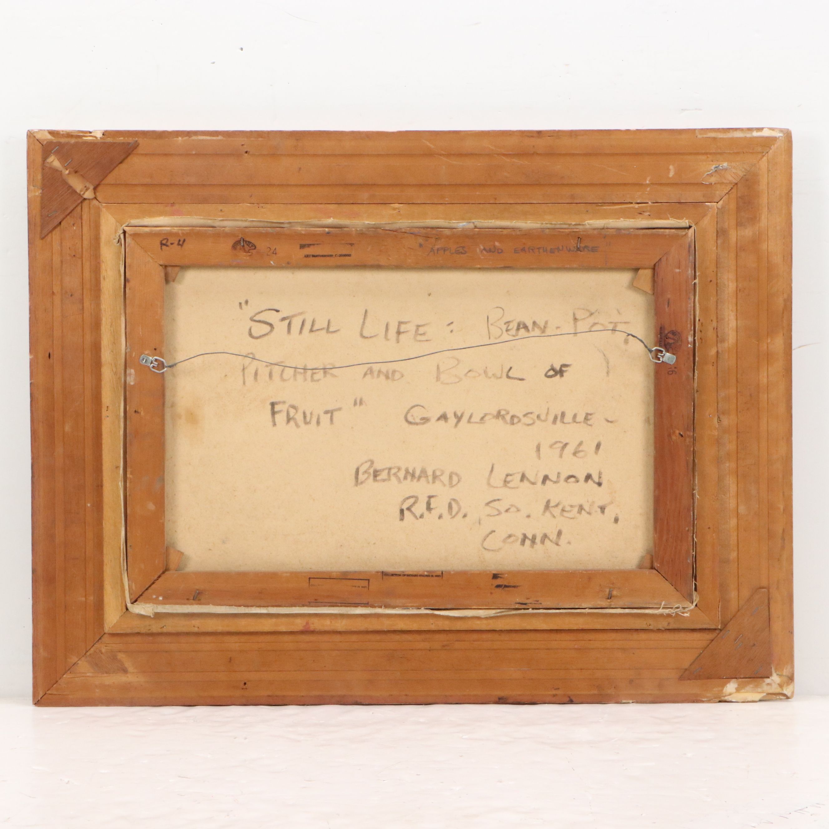 Bernard Lennon Oil Painting "Bean Pot, Pitcher and Bowl of Fruit," 1961