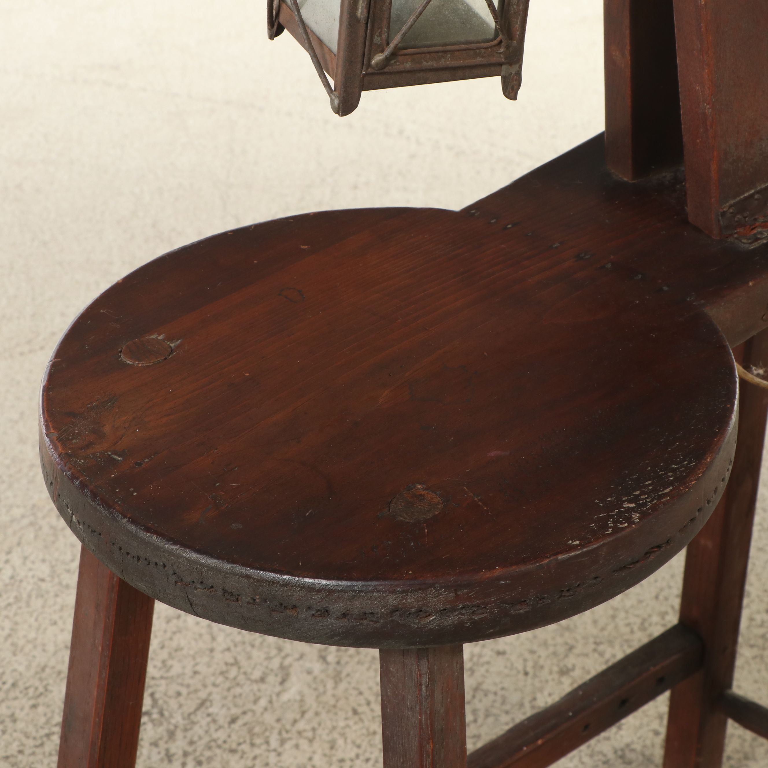 Primitive Style Wooden Stitching Horse Converted to Side Table with Lamp