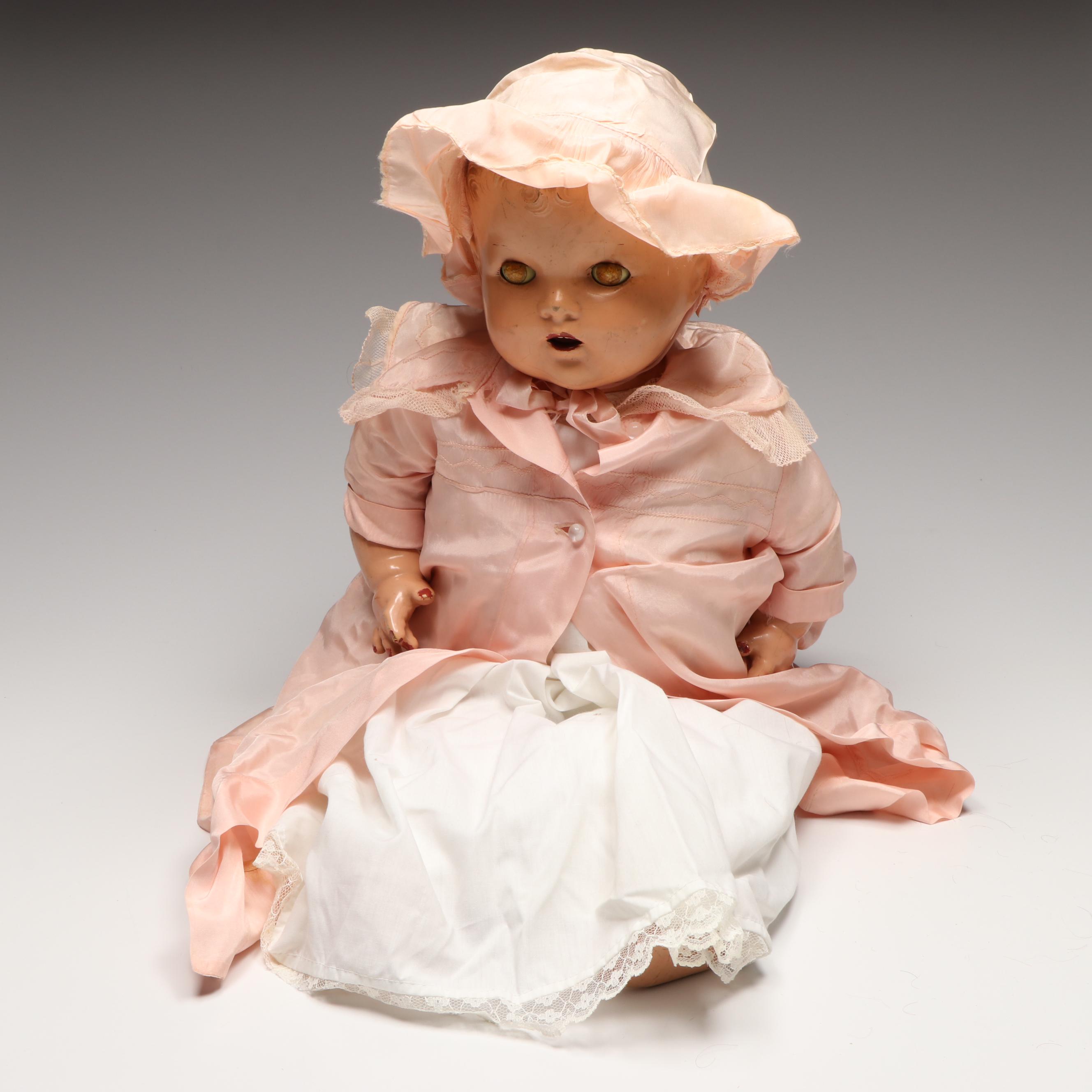 Baby Dolls with Crocheted Bonnet and Sweater, Early to Mid-20th Century
