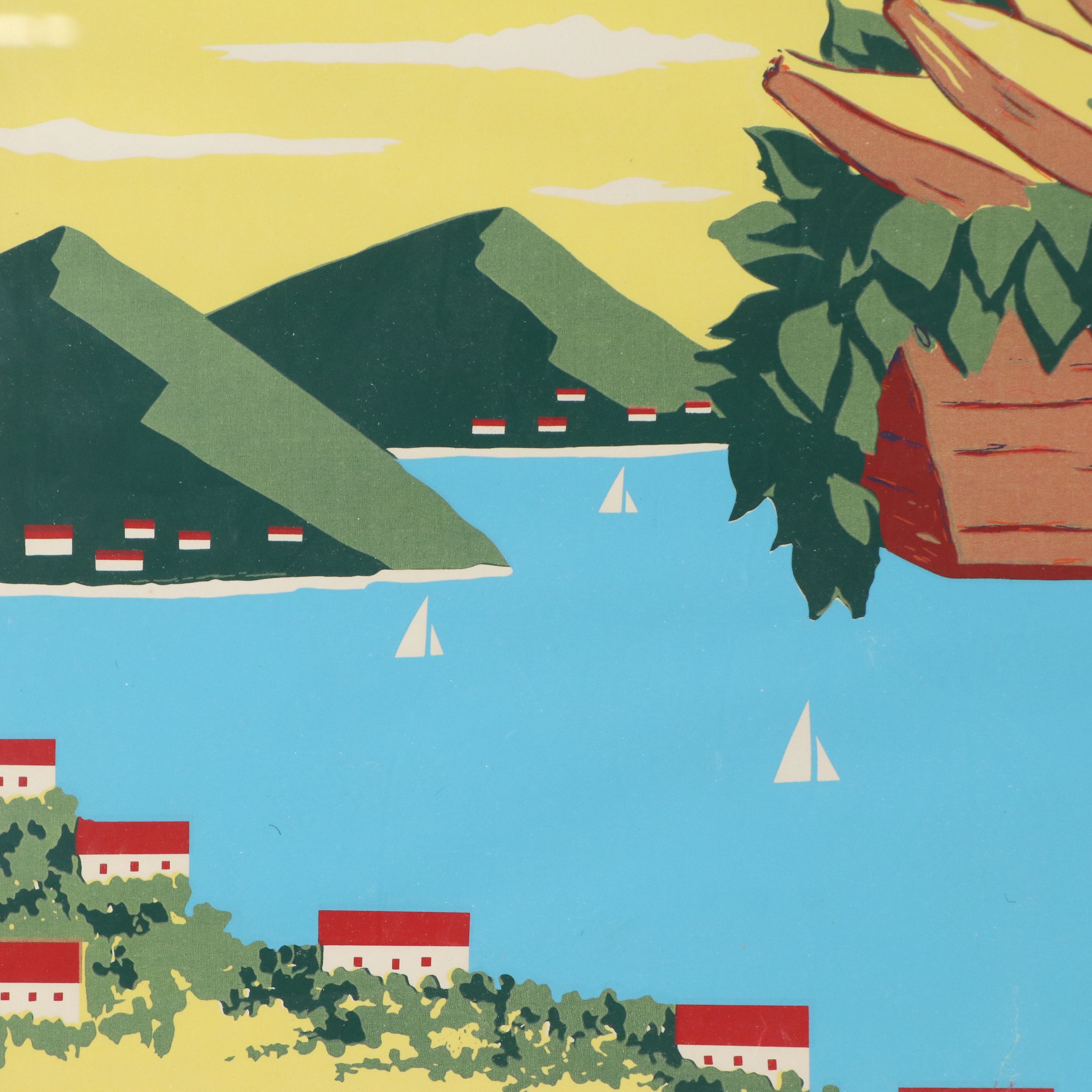 Caribair Serigraph Travel Poster "The Virgin Islands," Circa 1950