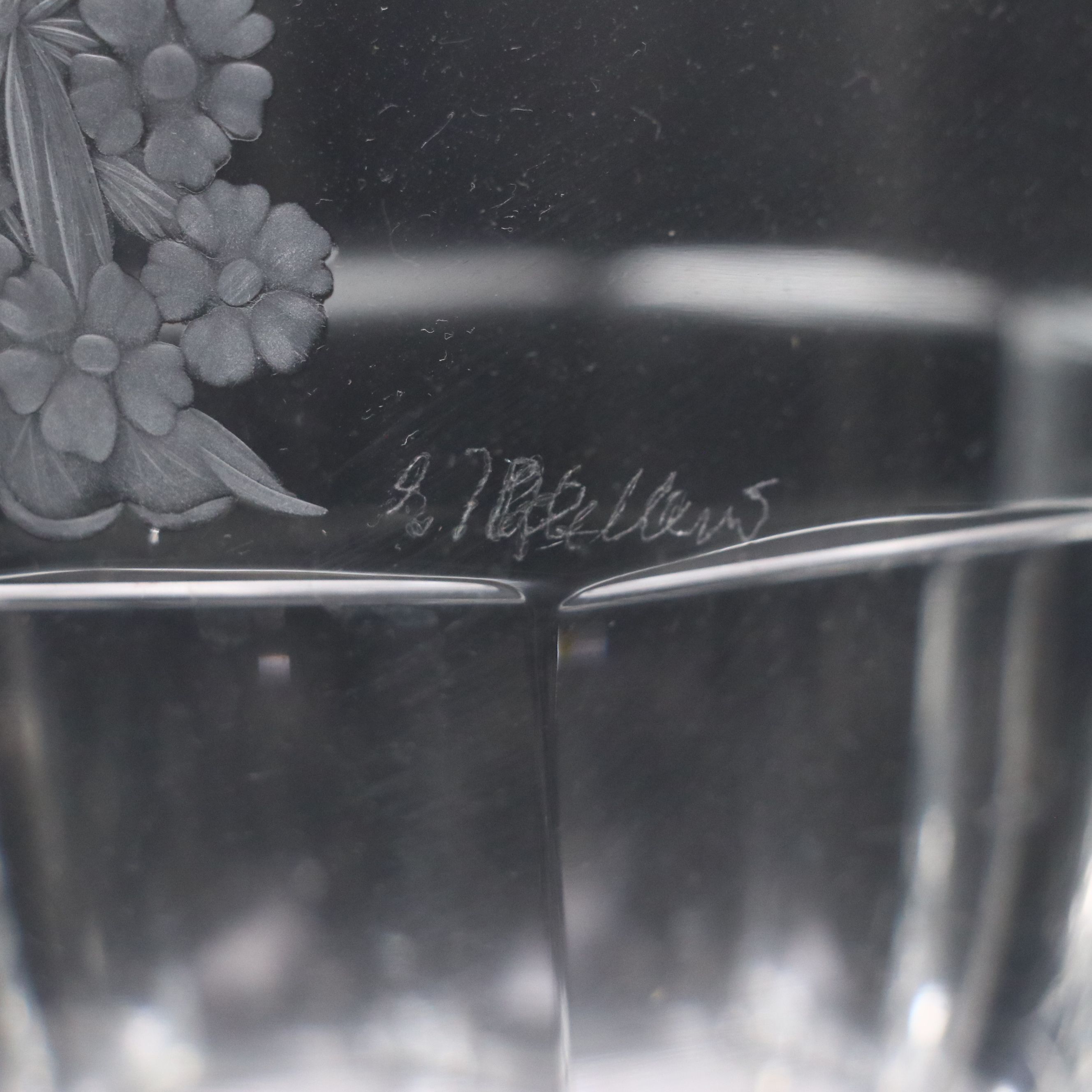 Exbor Hand-Engraved Figural Czech Crystal Vase, Late 20th Century