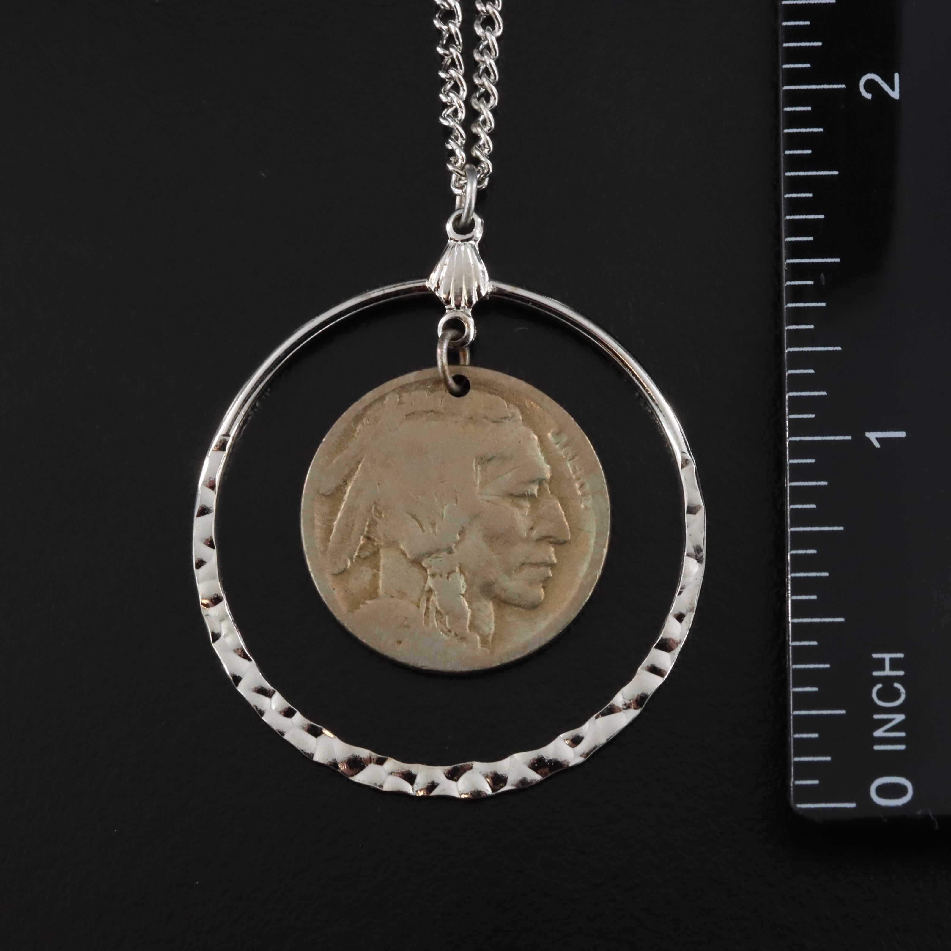 Buffalo Nickle and Cast Replica Cut-Out Peace Dollar Necklaces