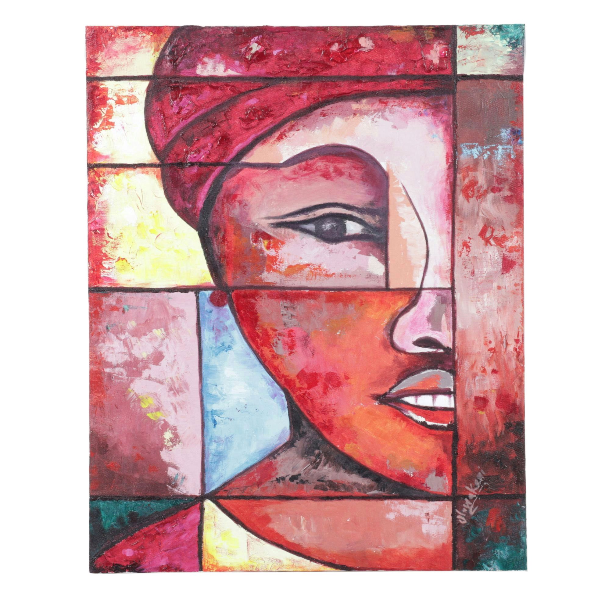 Oluwakemi Omowaire Stylized Oil Portrait Painting, 2020