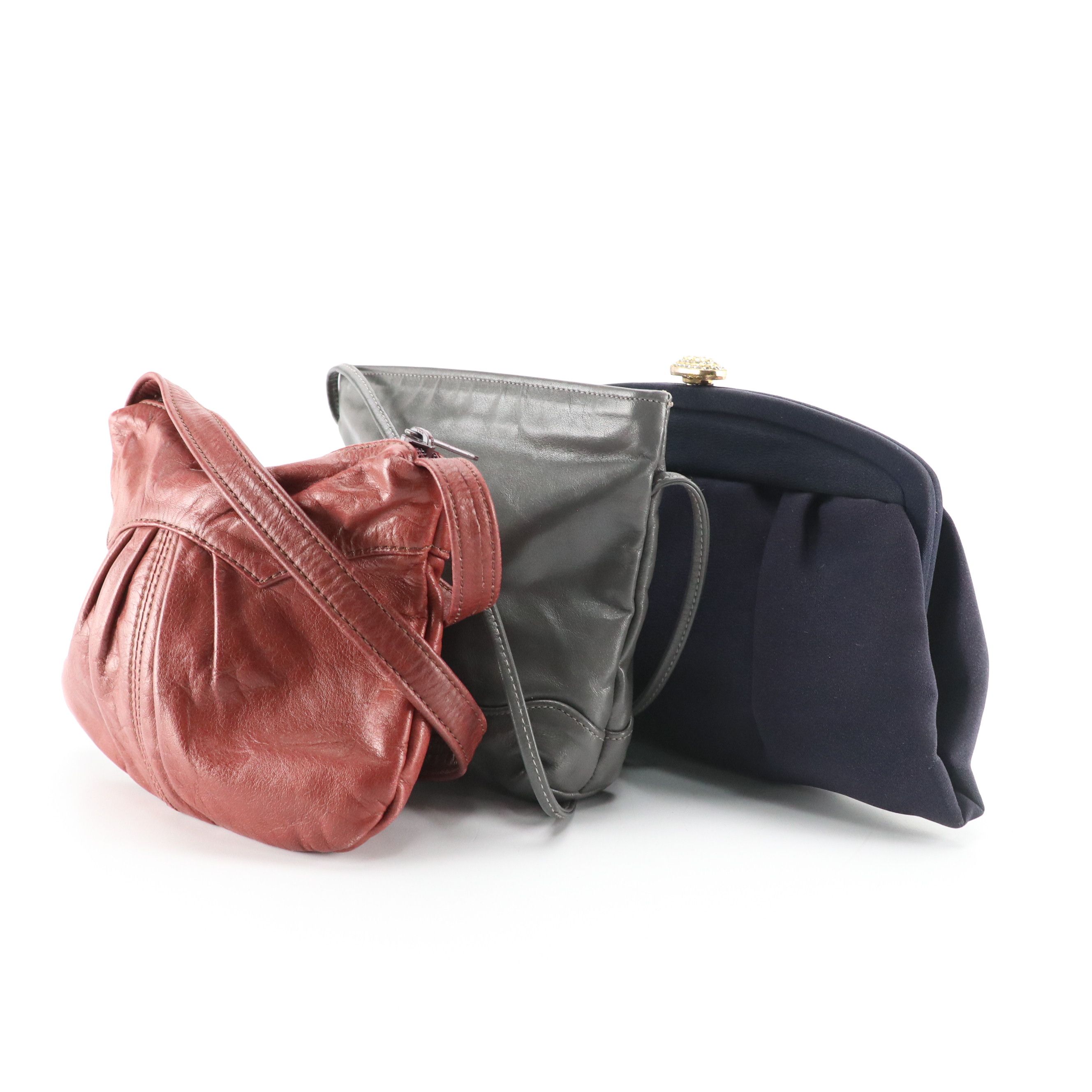 Mr. Leather and Other Gray and Brown Leather Shoulder Bags with H1 Clutch