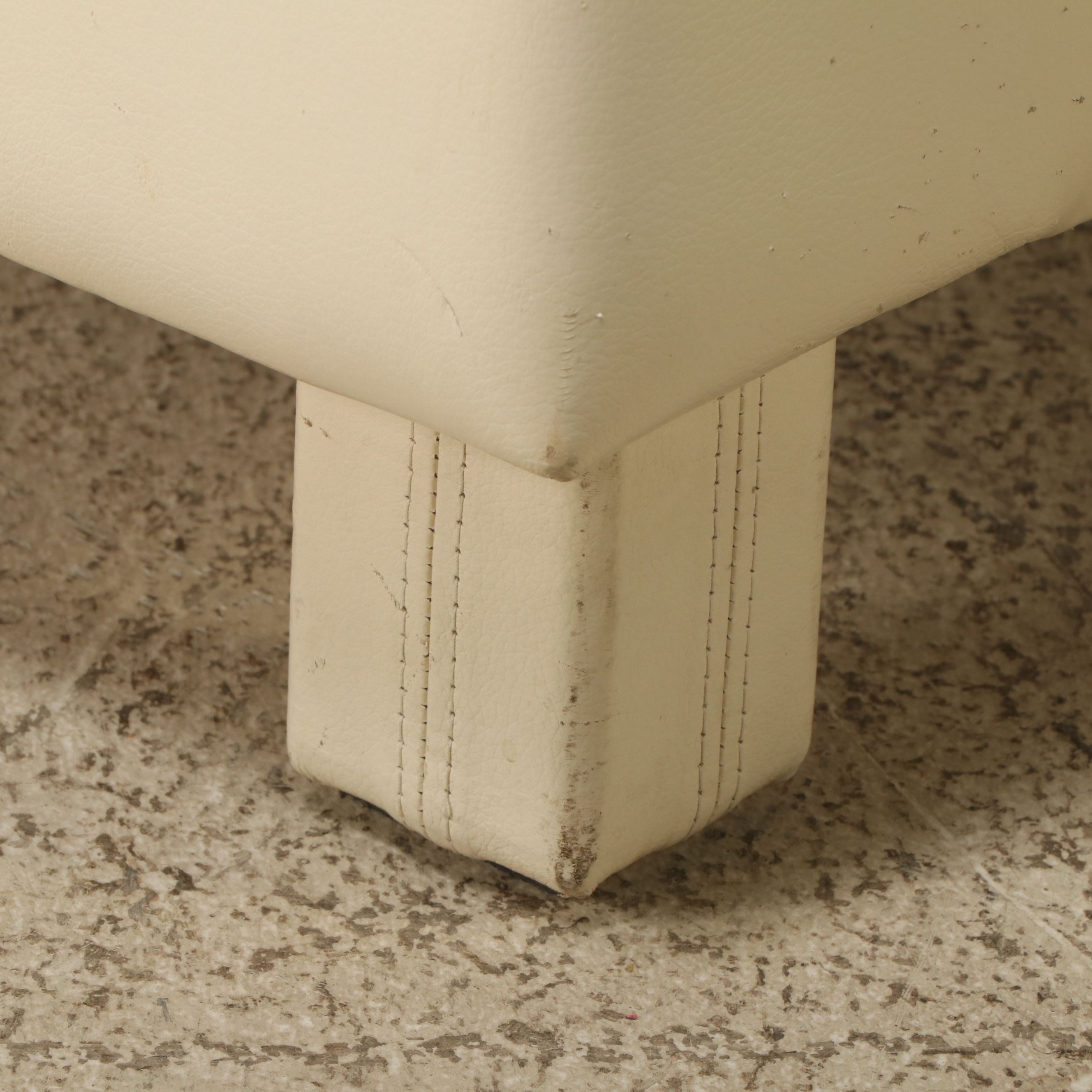 Italian Modernist Style Cream Leather Upholstered Sofa and Loveseat