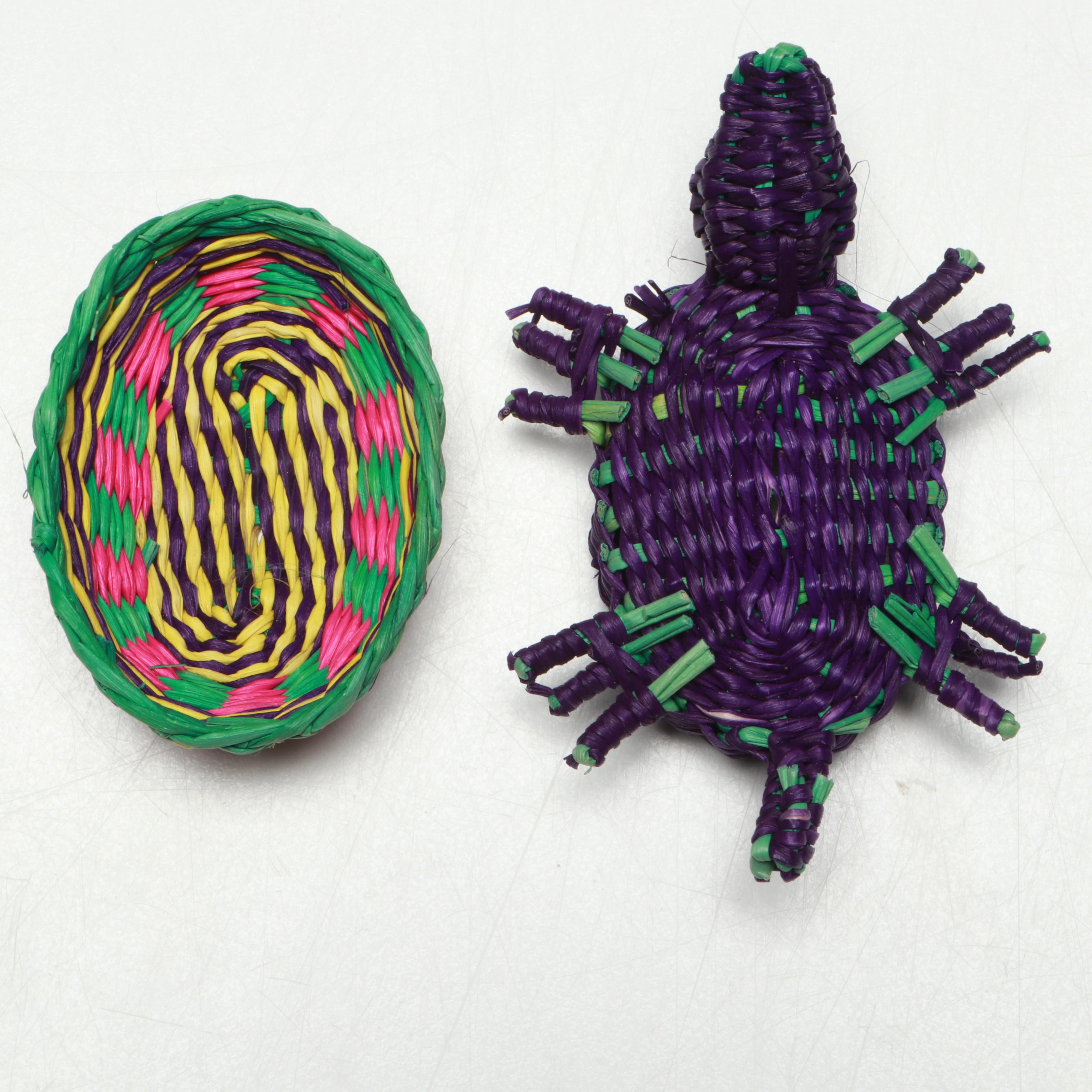 Ecuadorian Toquilla Diminutive Baskets, Hat Band and Miniatures