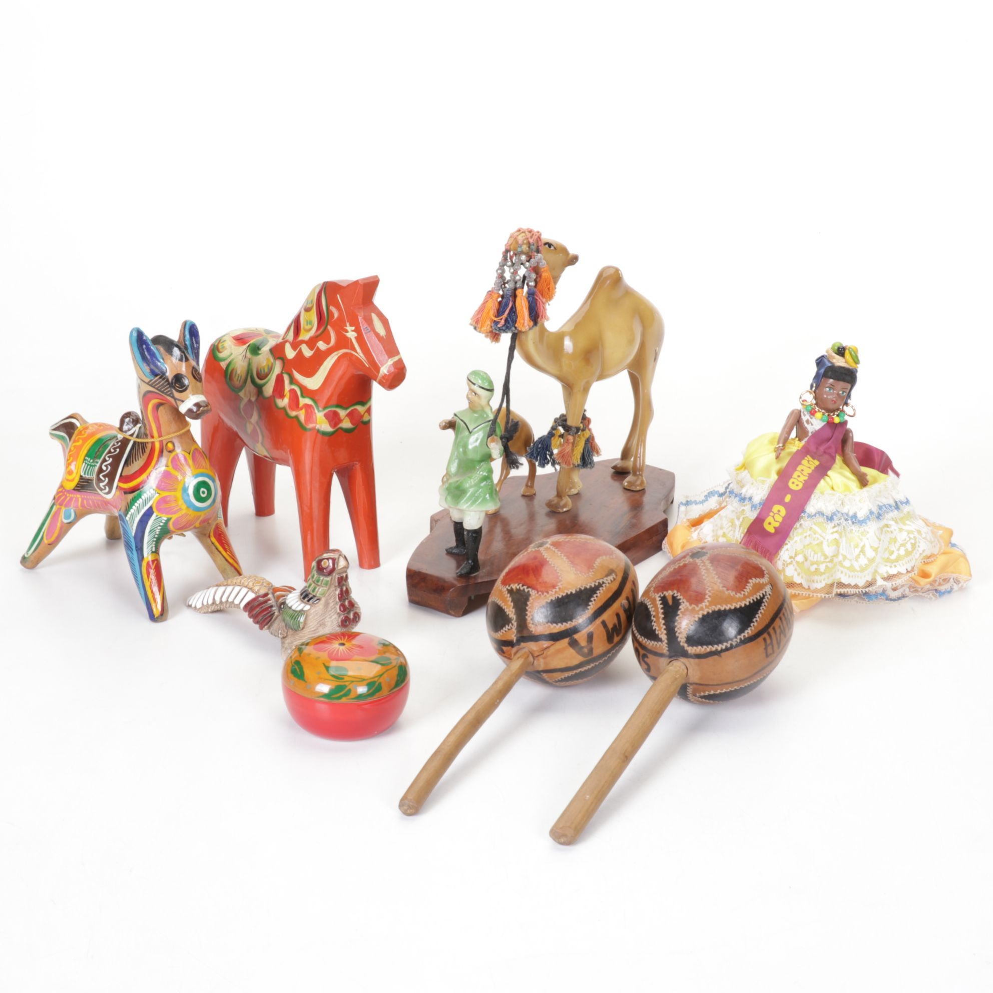 Artesania Rinconada Pheasant Bird, Swedish Dala Horse, Maracas & More Souvenirs