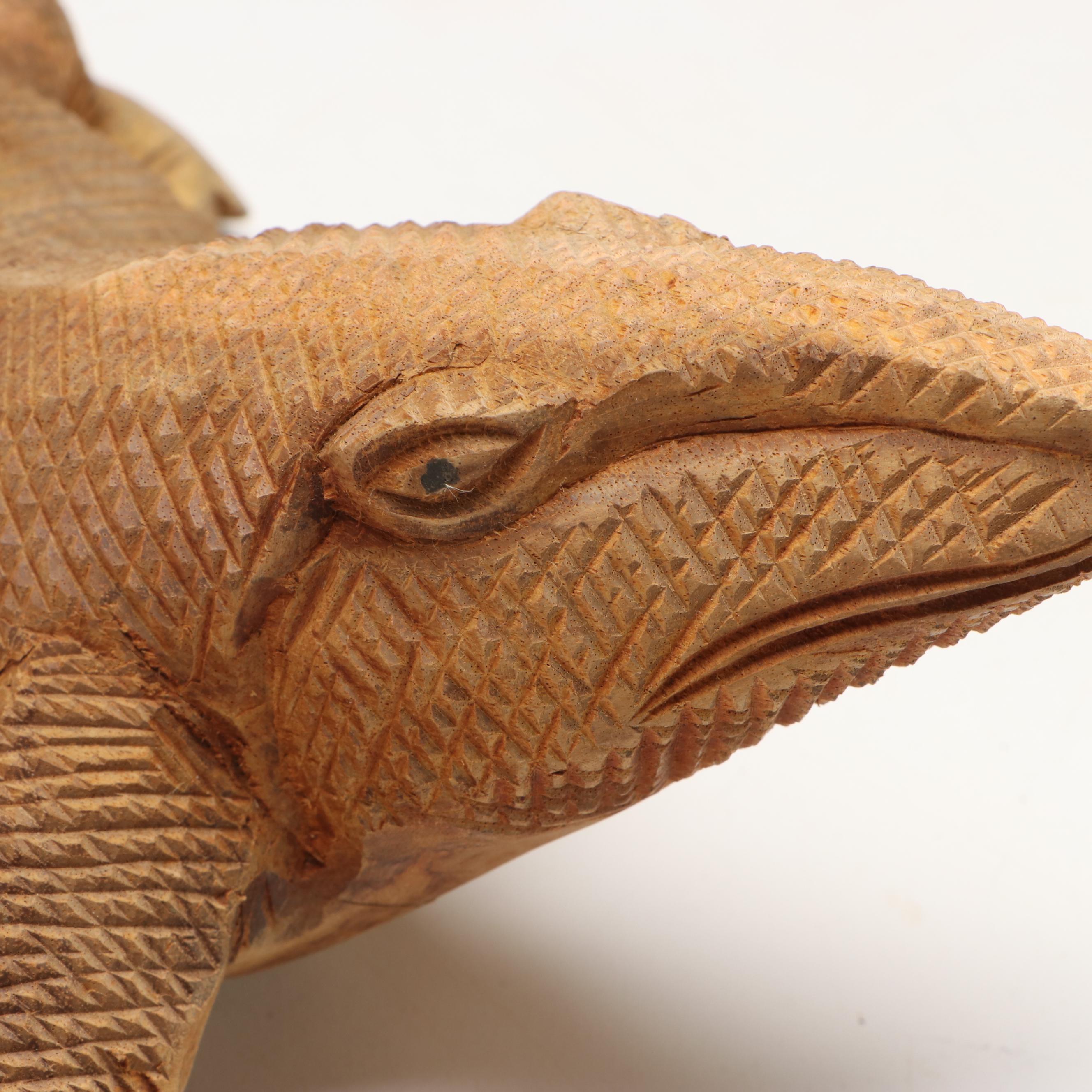 Hand-Carved Wooden Monitor Lizard