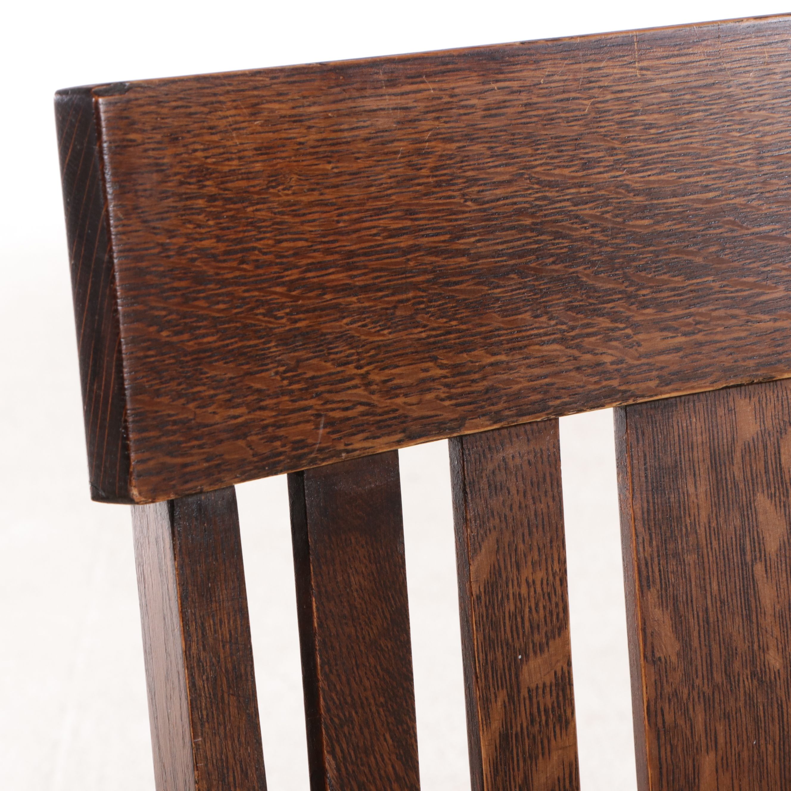 Arts & Crafts Style Oak and Leather Rocking Chair and End Table, 20th Century