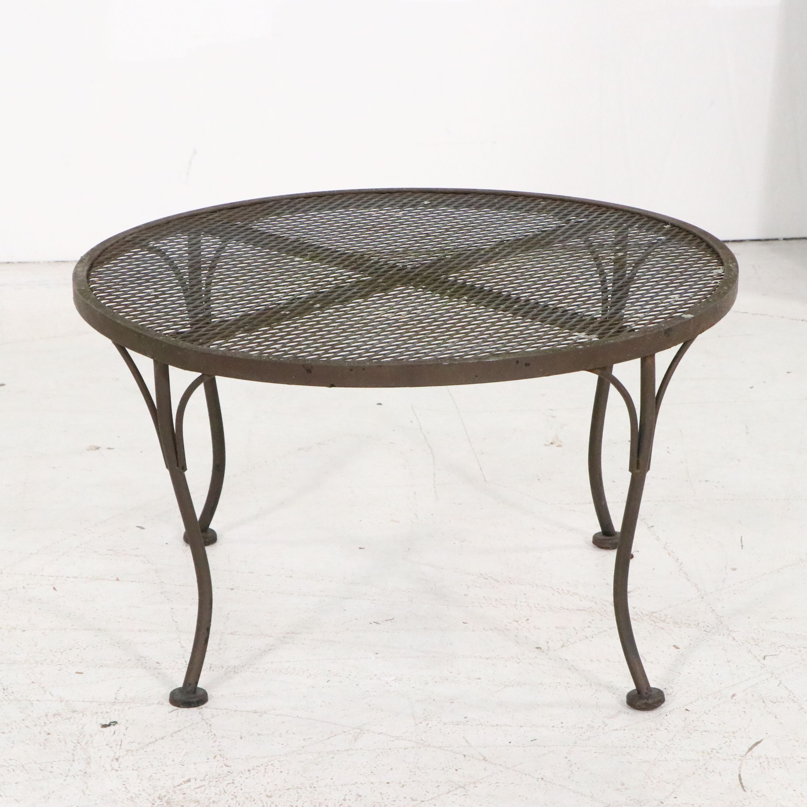 Pair of Wrought Iron Patio Chaise Lounges with Accent Table