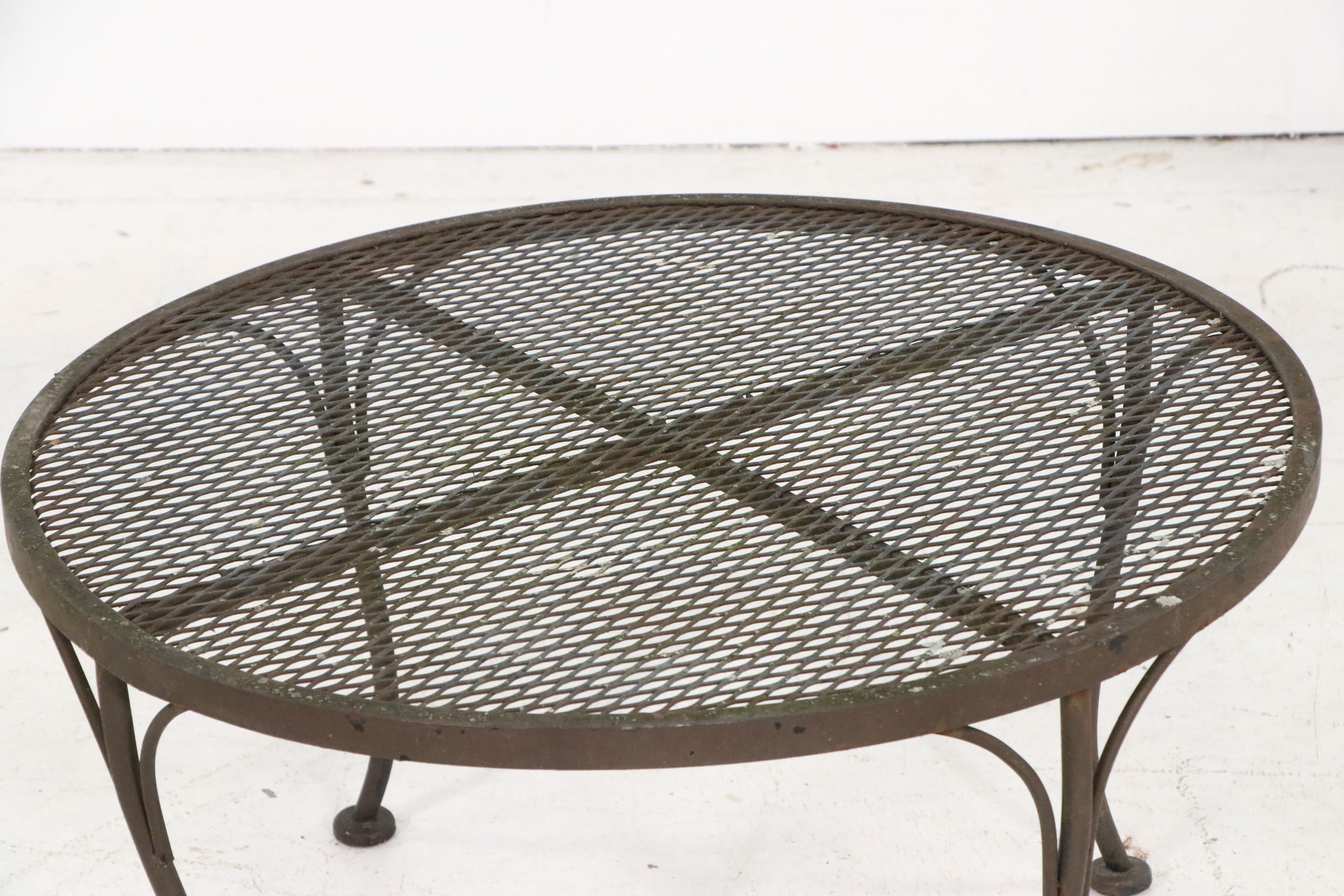 Pair of Wrought Iron Patio Chaise Lounges with Accent Table